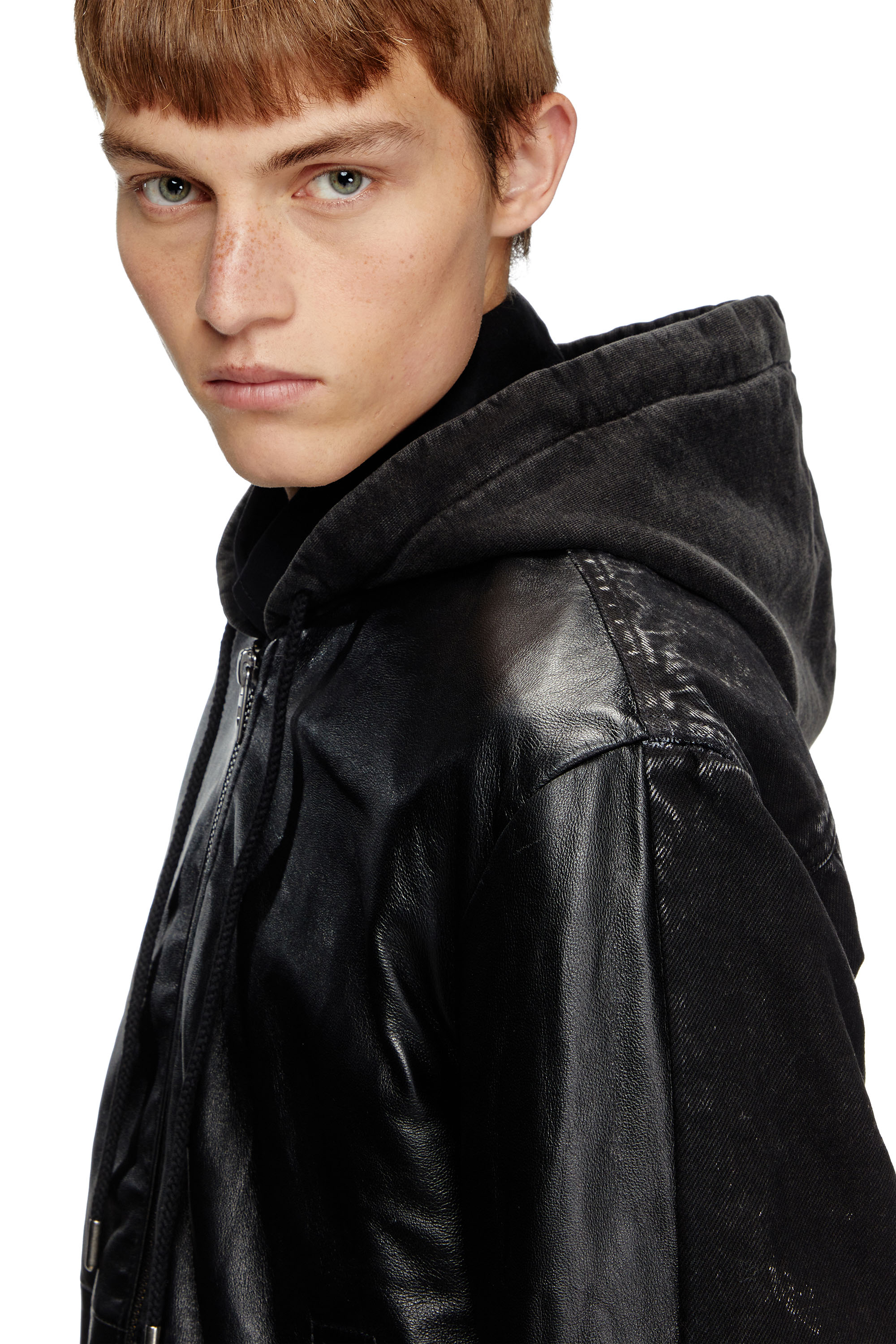 ジャケット・アウター 00s japanese label leather hoodie jacket 00s japanese label leather jacket ジャケット