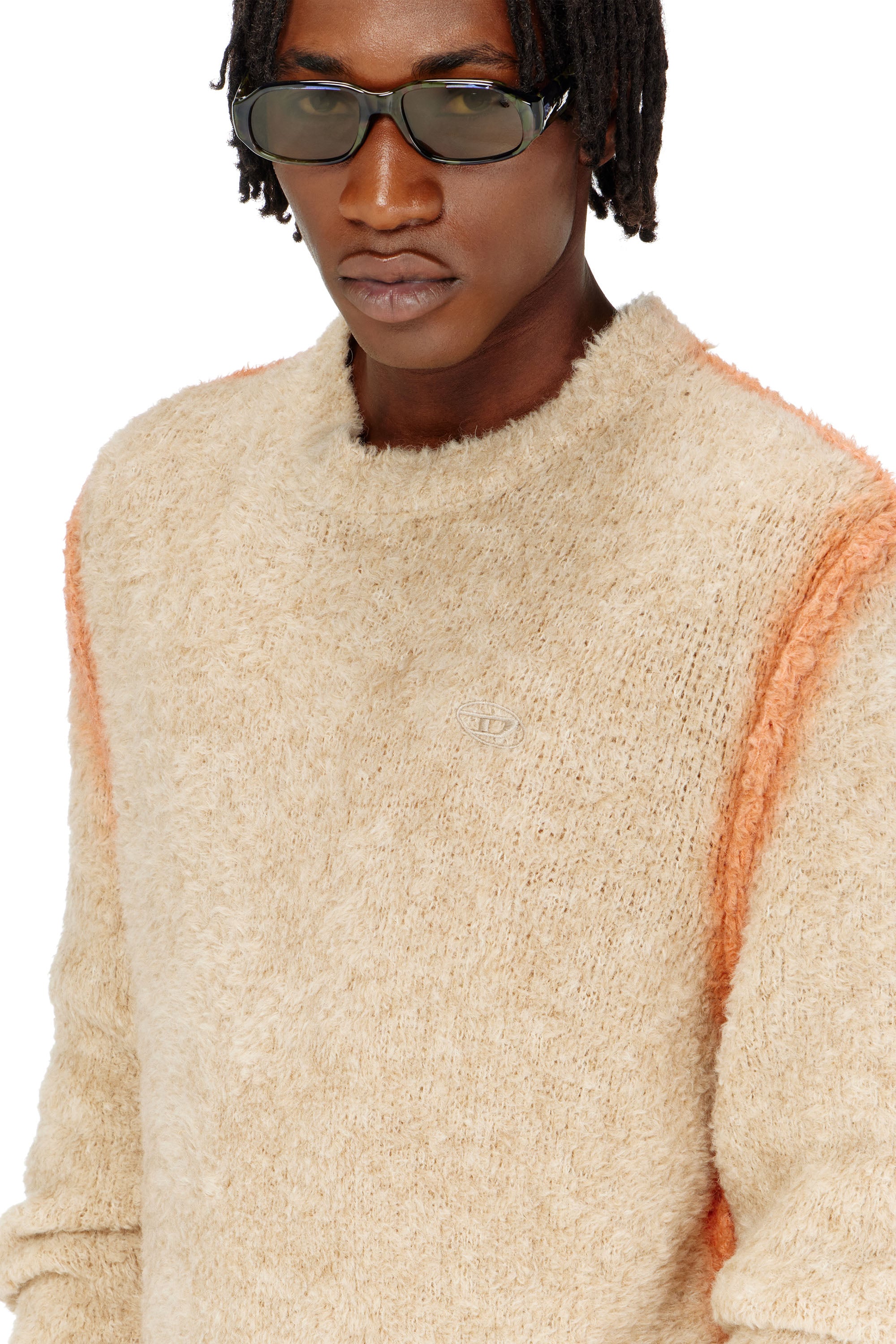 Men's Alpaca-blend jumper with spray-dyed seams | Brown | Diesel US