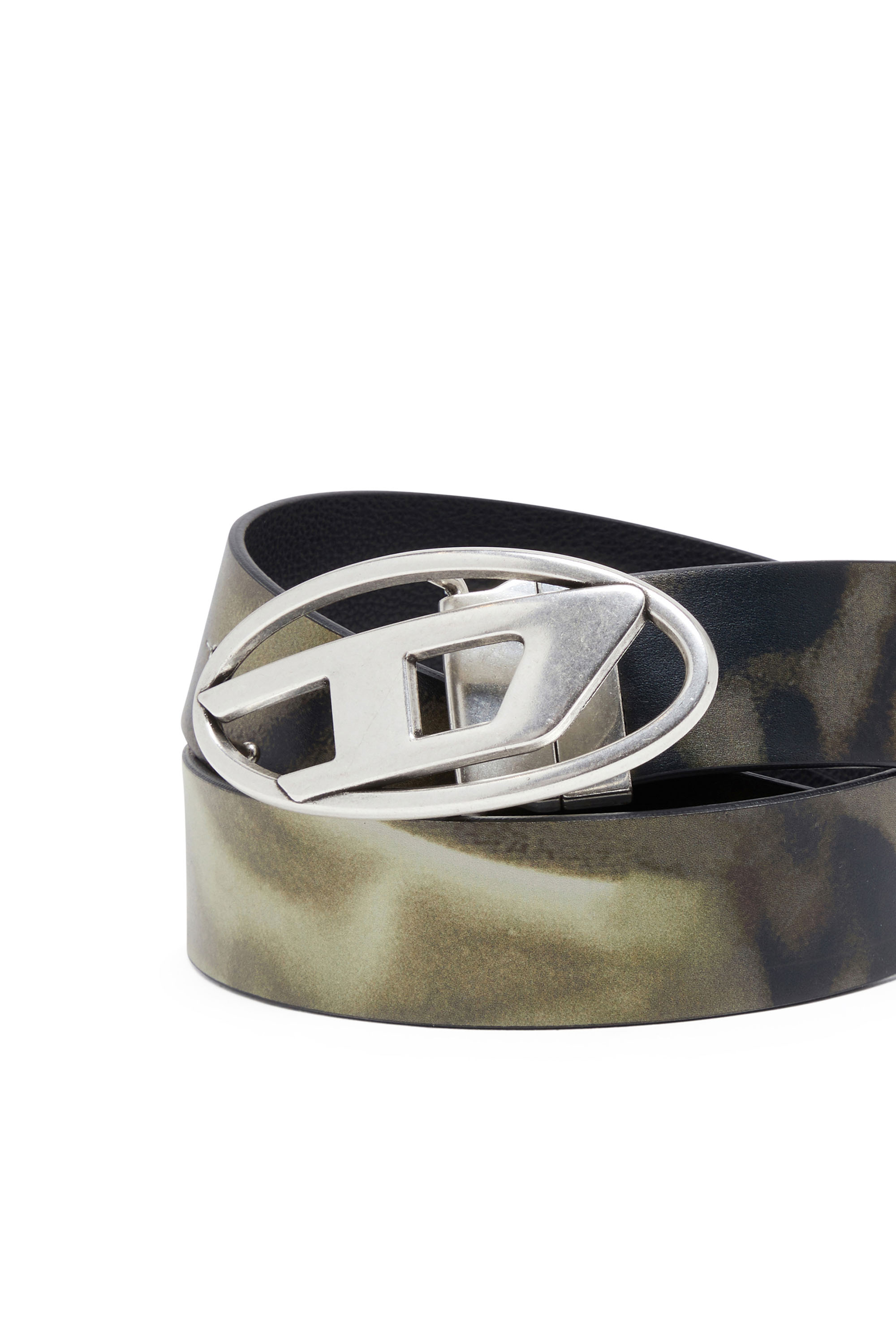 Diesel - B-1DR REV II, Man's Reversible belt with print in Black/Green - 3