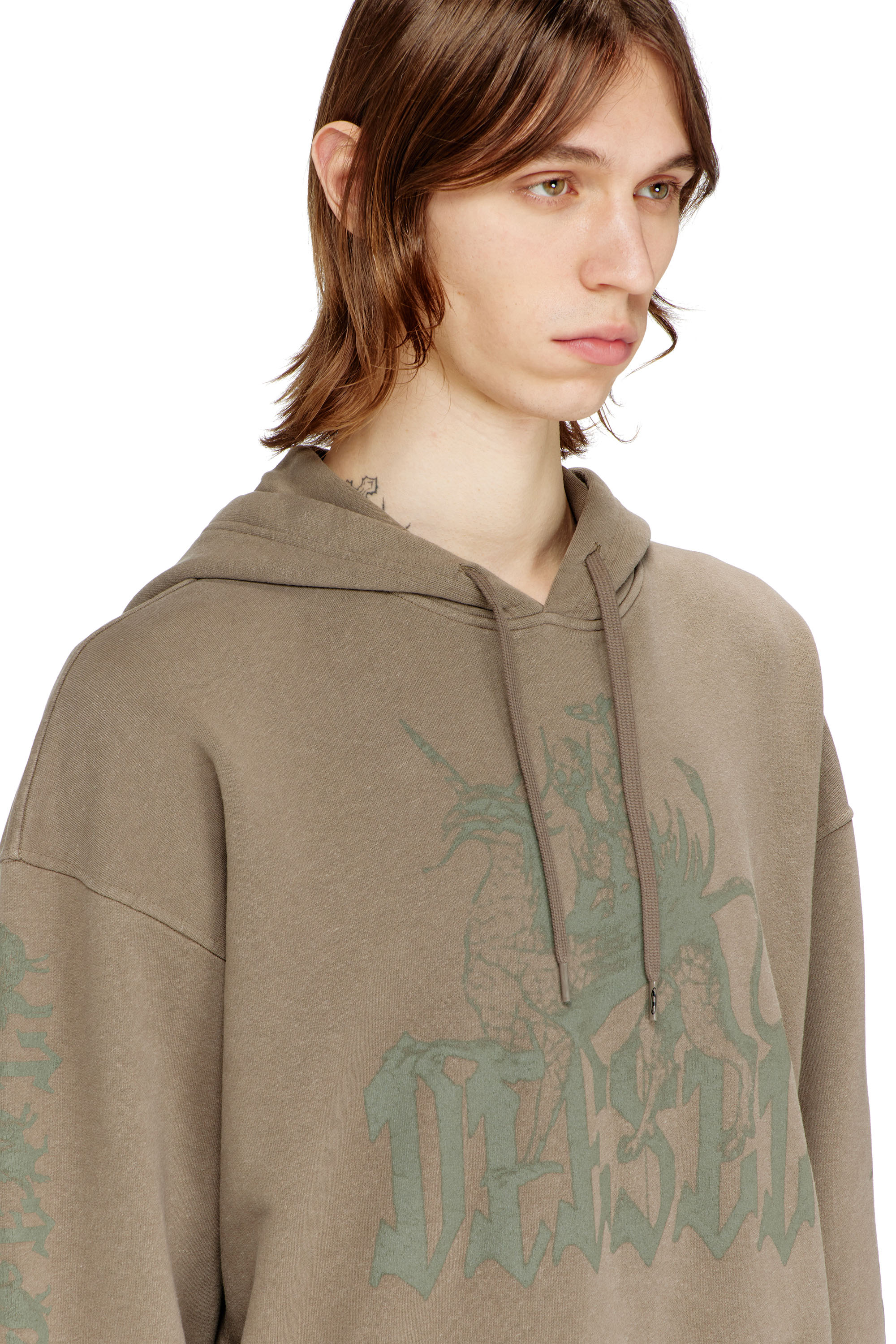 Diesel - S-GRIFFON, Male's Treated hoodie with griffin print in null - 5