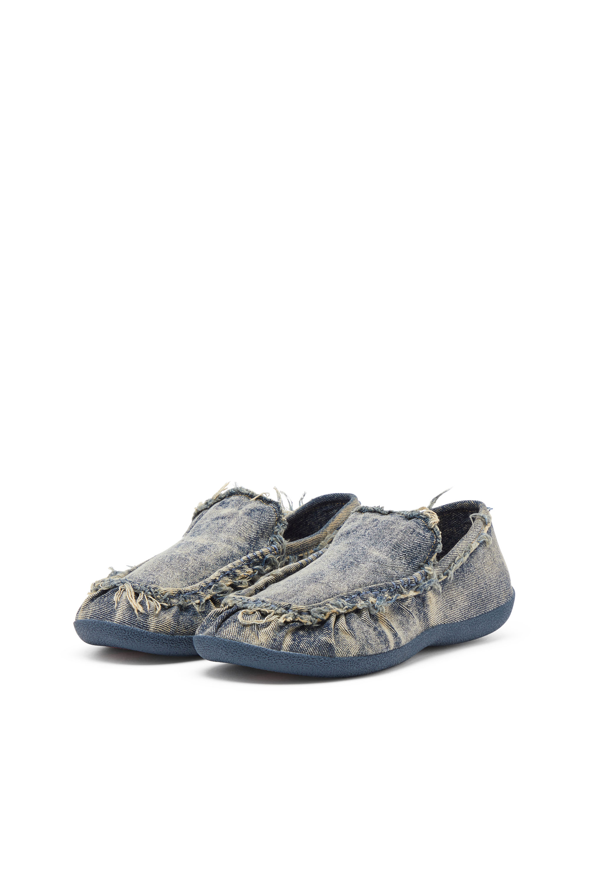 Diesel - D-SHOCK MOC, Male's D-Shock-Distressed denim loafers in Blue - 9