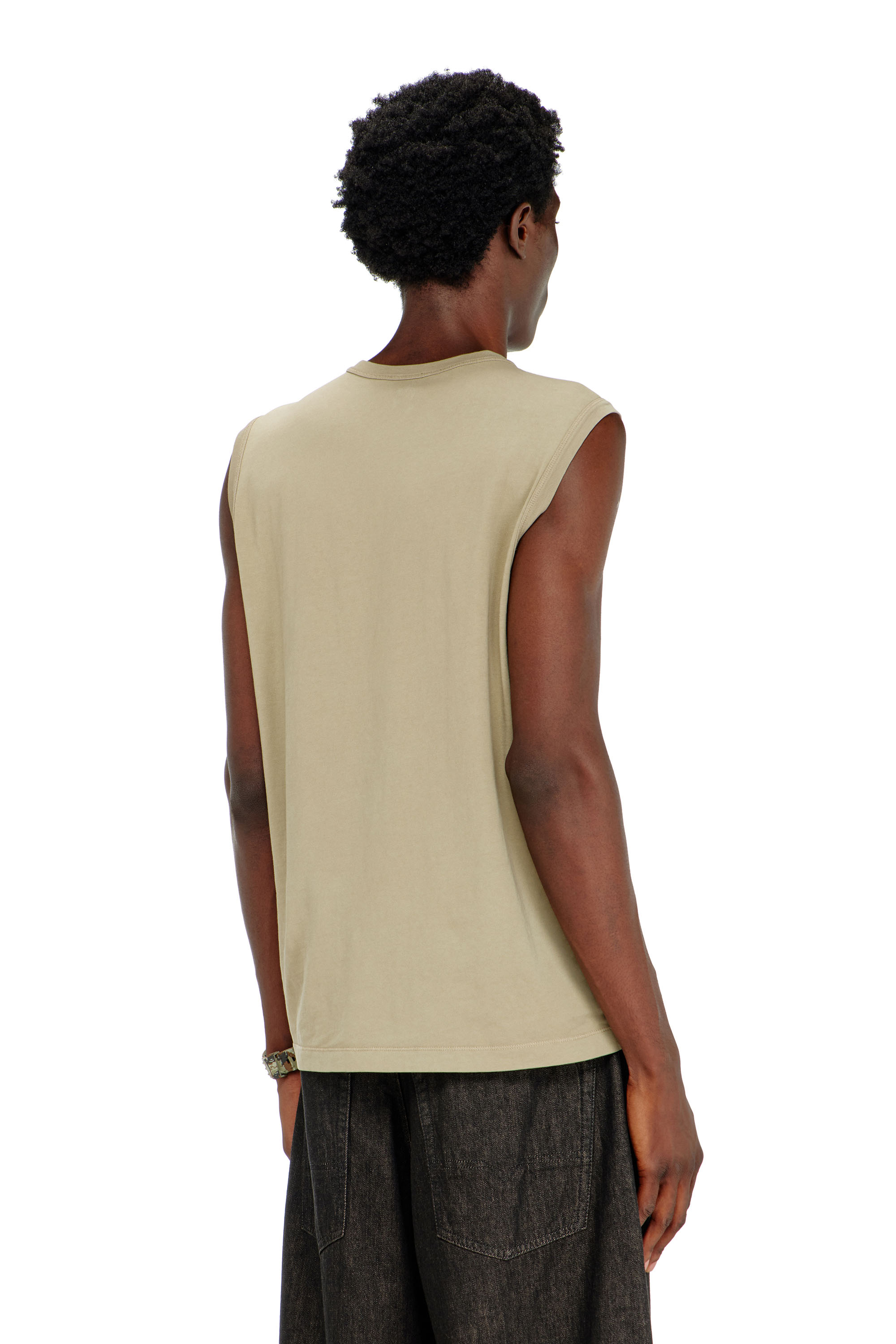 Diesel - T-BISCO-IOD, Camiseta de tirantes de algod&oacute;n sin mangas con Oval D met&aacute;lico Hombre in Beige - 4