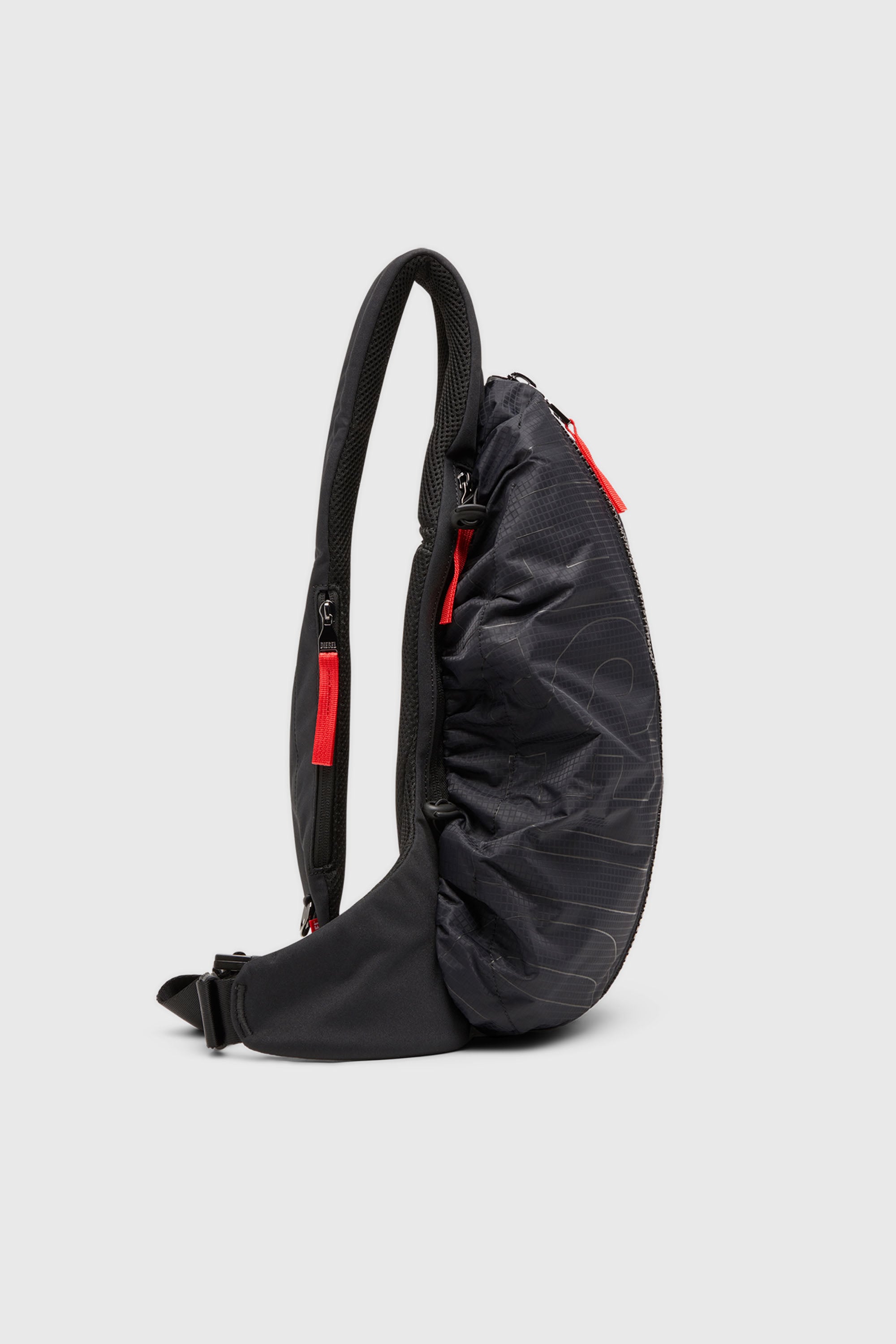 DIESELショルダーバッグ Men's Zip-D-Sling backpack in check-jacquard shell | Black | Diesel US
