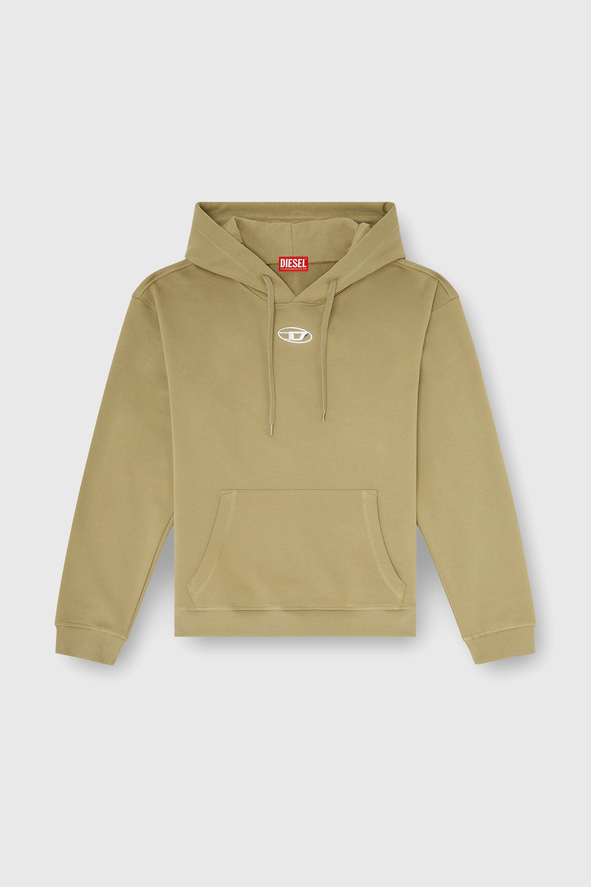 Diesel - S-NORM-HOOD-IOD, Sudadera con capucha de algod&oacute;n con Oval D met&aacute;lico. Hombre in Verde - 2