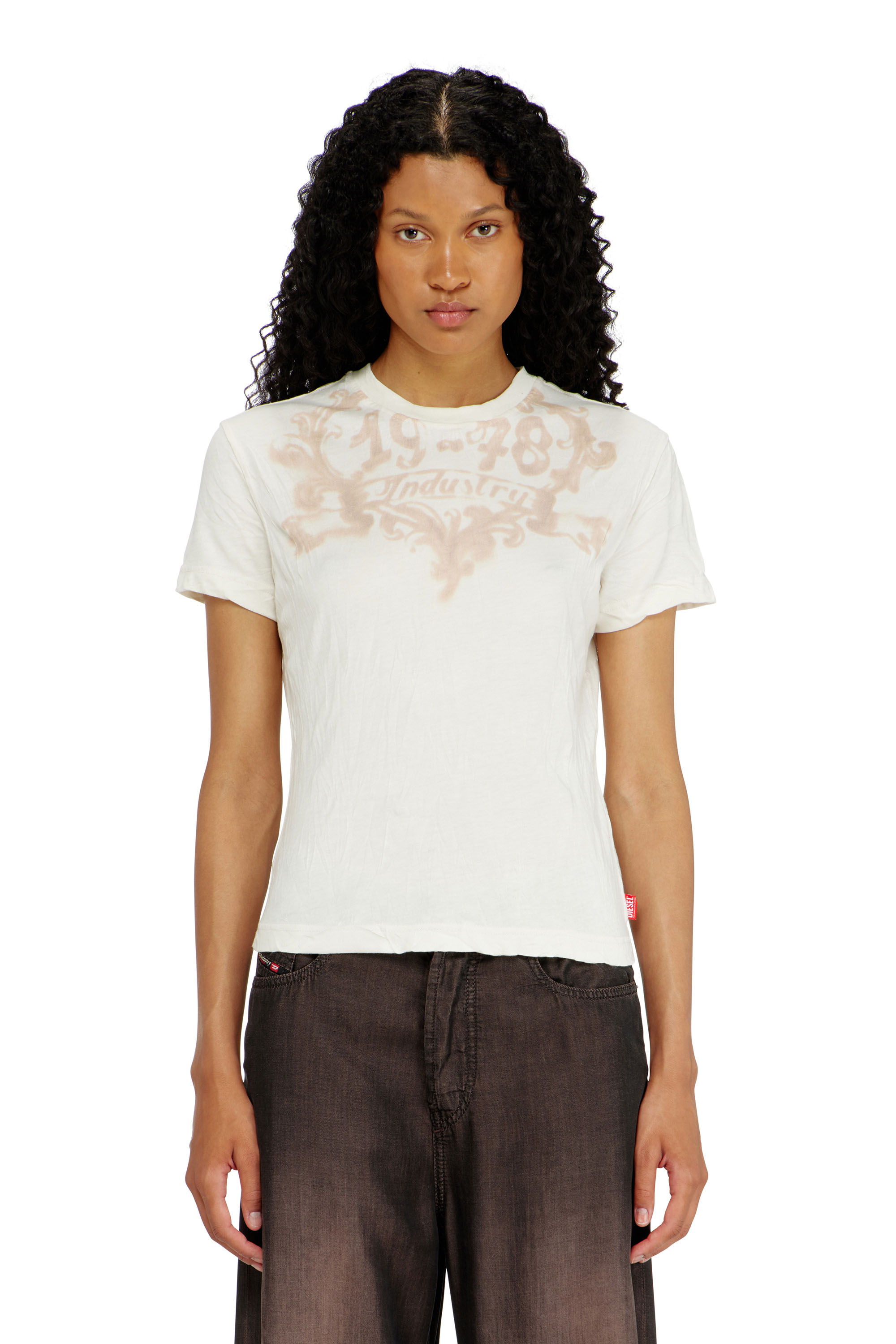 Diesel - T-ILA-AA5, Camiseta de algod&oacute;n con estampado gr&aacute;fico Mujer in Blanco - 1