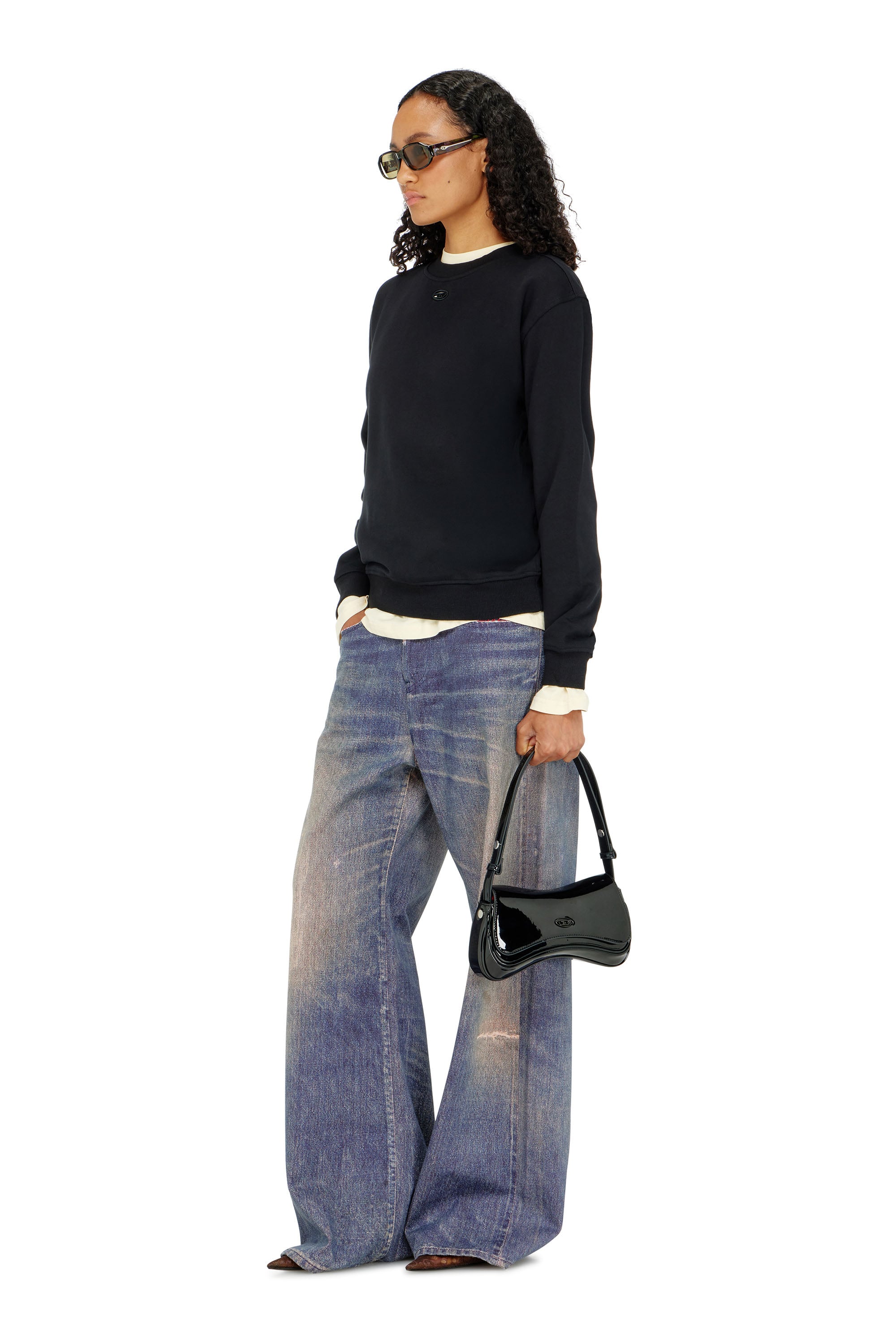 Diesel - F-NORMY-OD, Sudadera de algod&oacute;n con bordado Oval D Mujer in Negro - 1