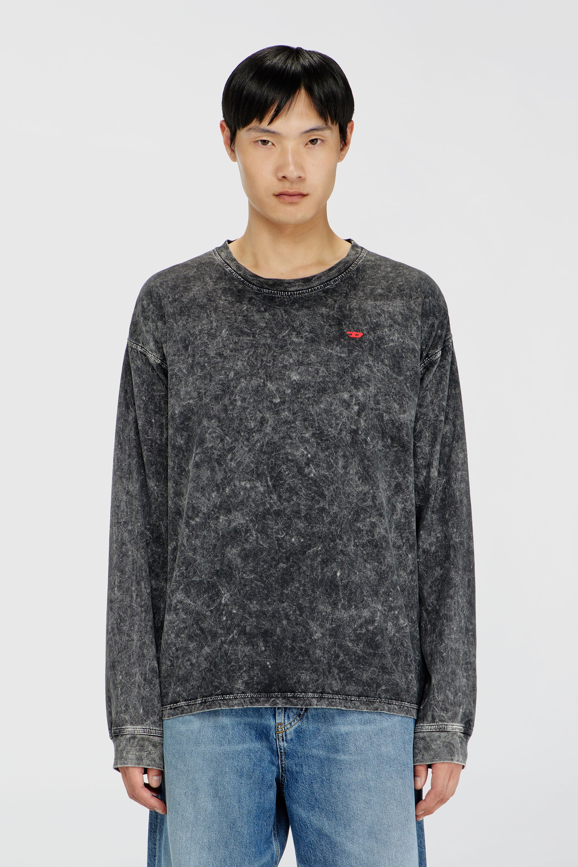 Diesel - T-BOXT-LS-AA5, Man's Long sleeve top with treated effect in Dark grey - 1