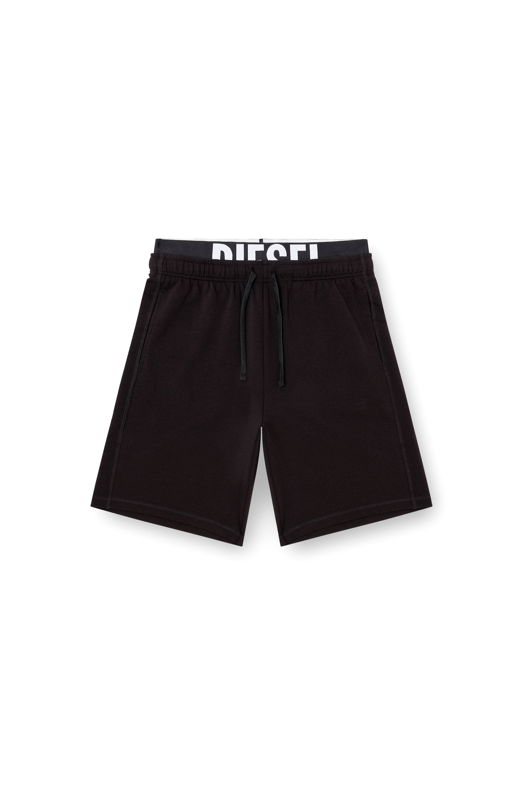 Diesel - DEVIN-D-POP, Man's Cotton shorts with Diesel logo waistband in Black - 4
