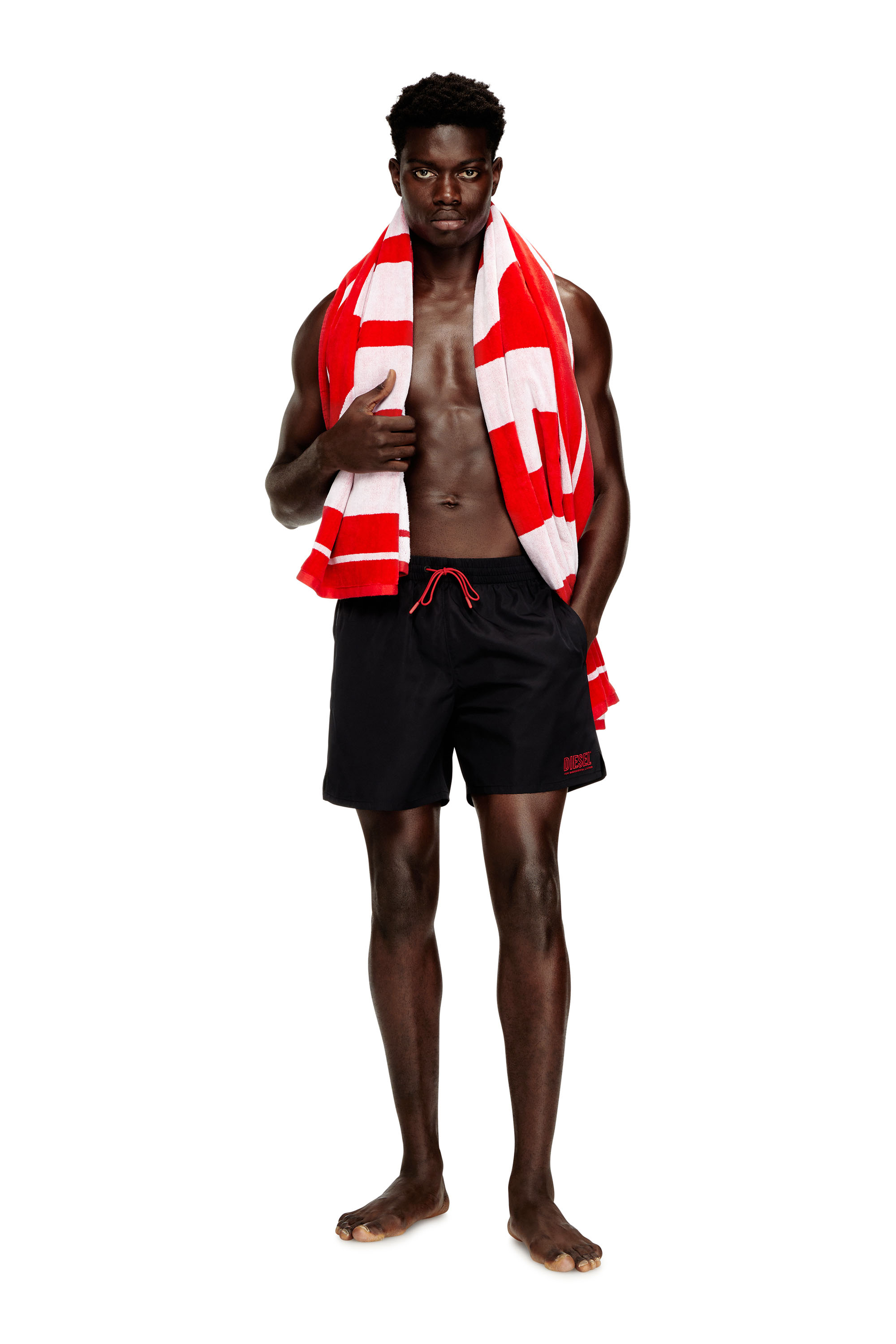 Diesel - SPORT-41-D-CORE, Man's Swim shorts with zip pocket in Black - 1