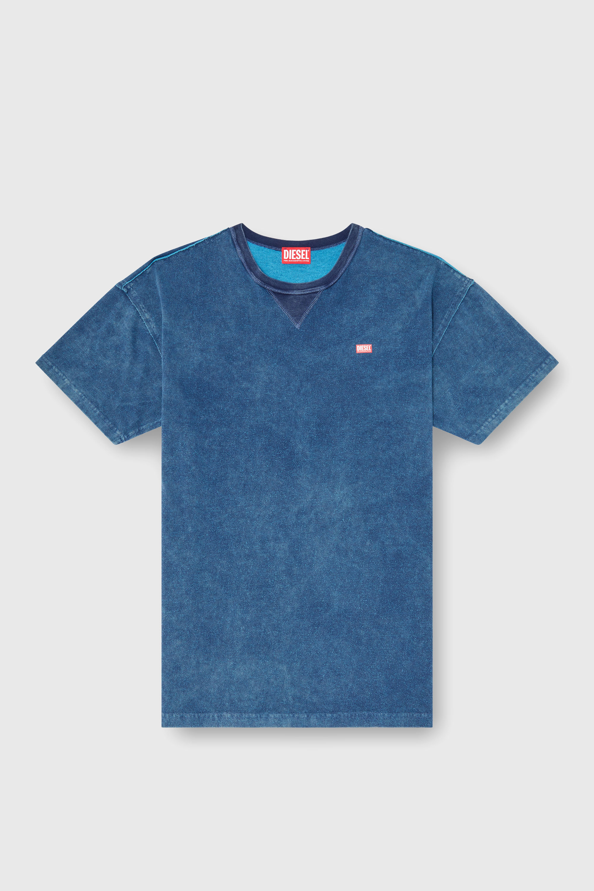 Diesel - T-NORM-RAW, Man's Acid-wash T-shirt with frayed details in Blue - 1