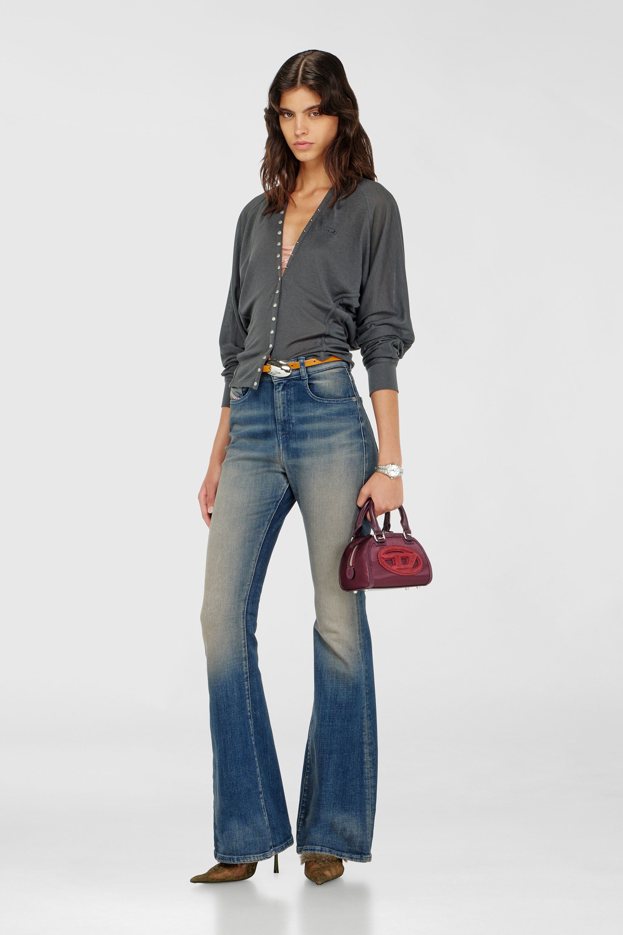 Diesel - T-ISERINA, Female's Tencel-blend cardigan top with batwing sleeves in Grey - 2