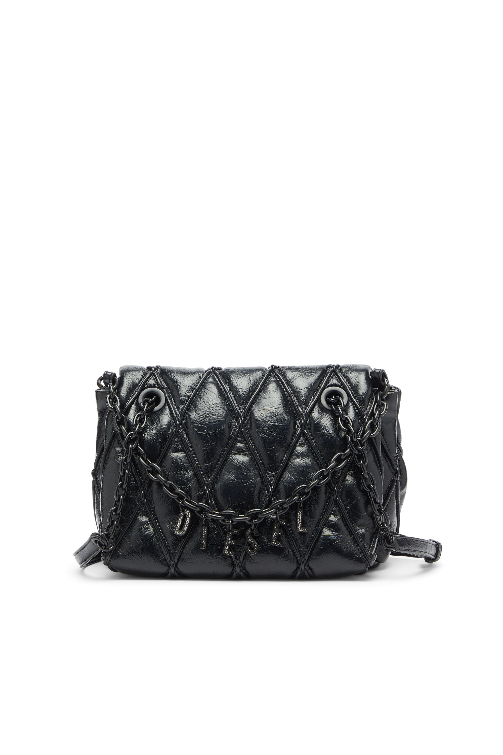 Diesel - CHARM-D SHOULDER M, Woman's Charm-D - Shoulder bag in shiny quilted PU in Black - 1