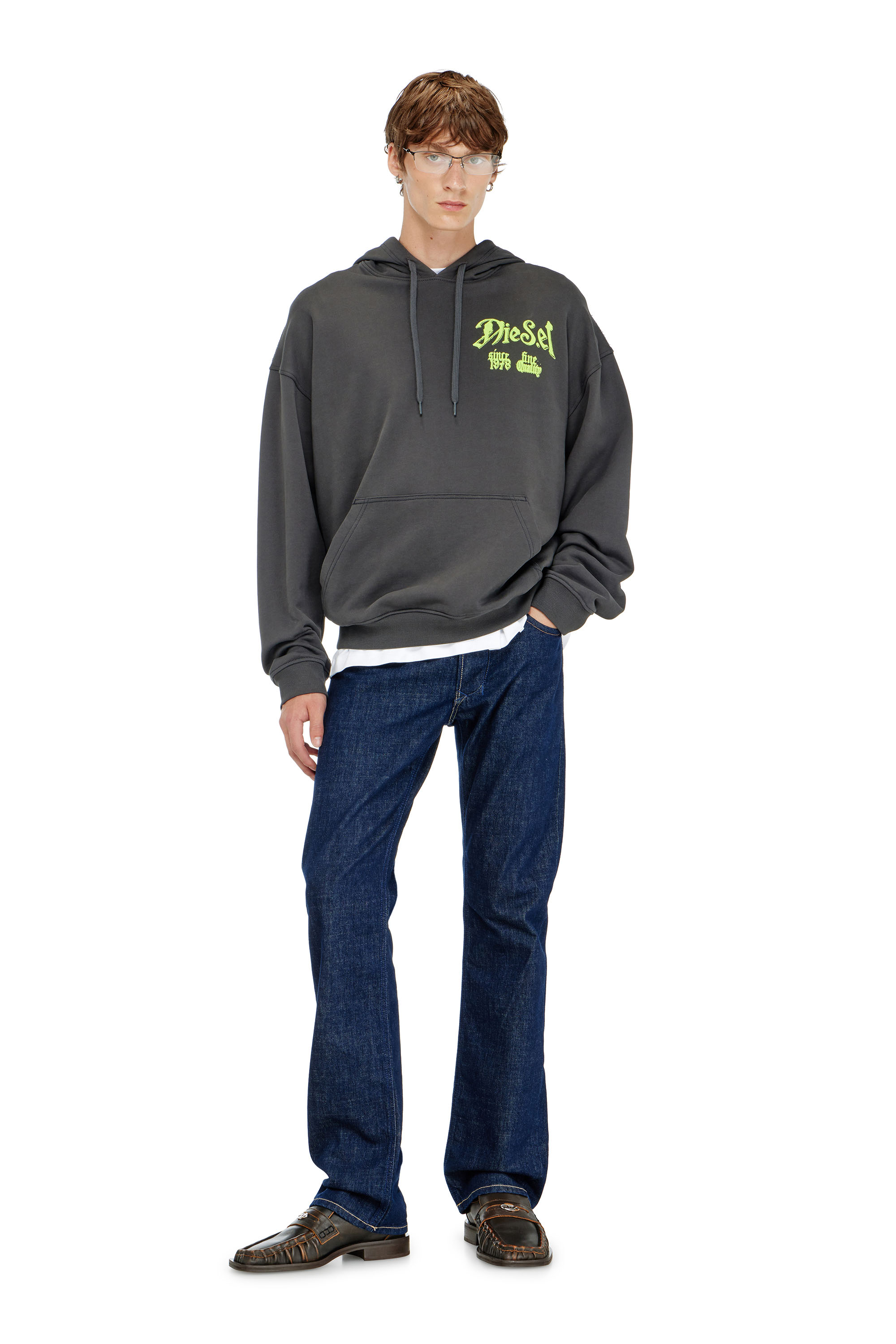Diesel - S-BOXT-HOOD-AA2, Sudadera de algod&oacute;n con gr&aacute;ficos flocados Hombre in Gris - 2