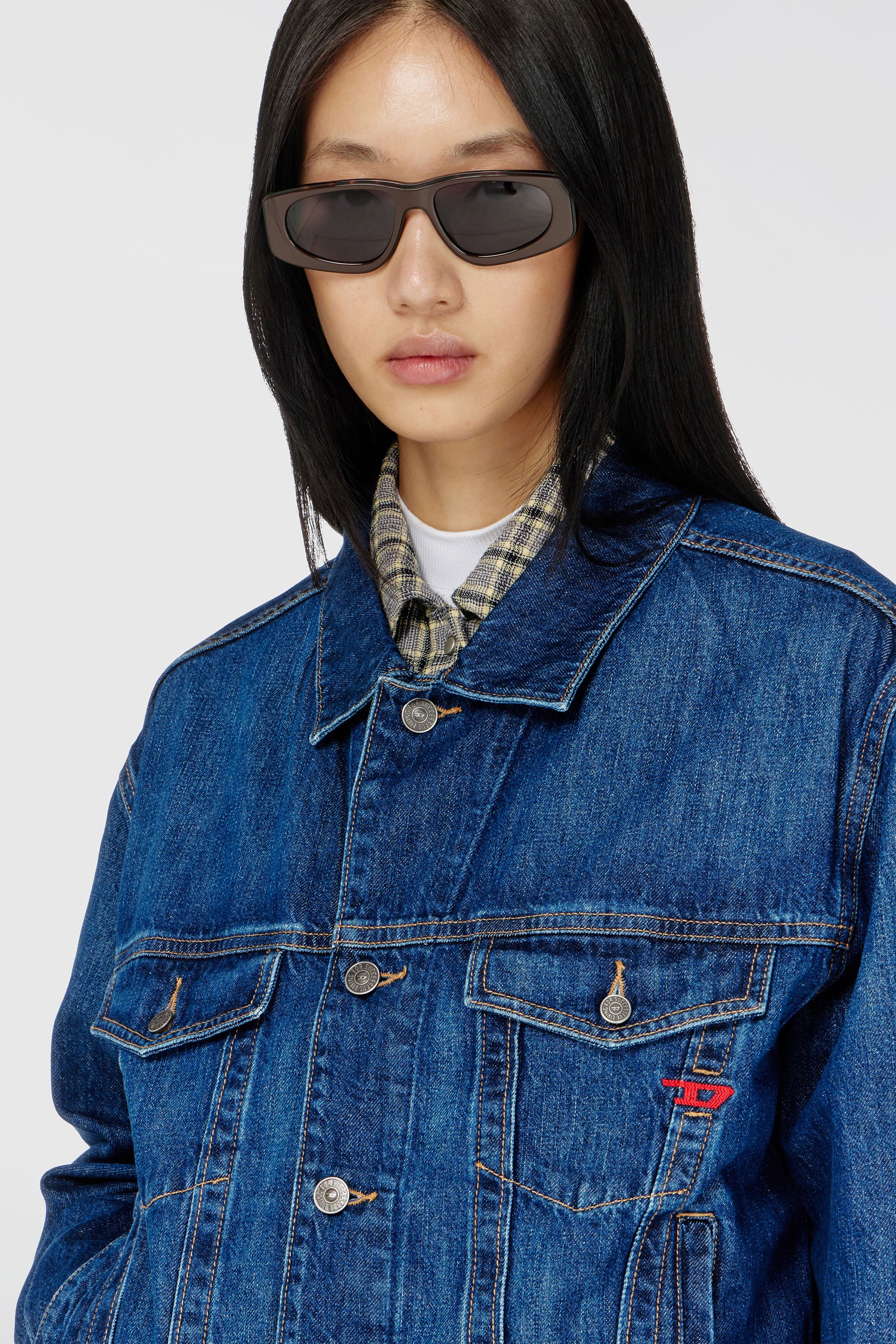 Diesel - D-RANGER, Chaqueta trucker de denim Hombre in Azul marino - 4