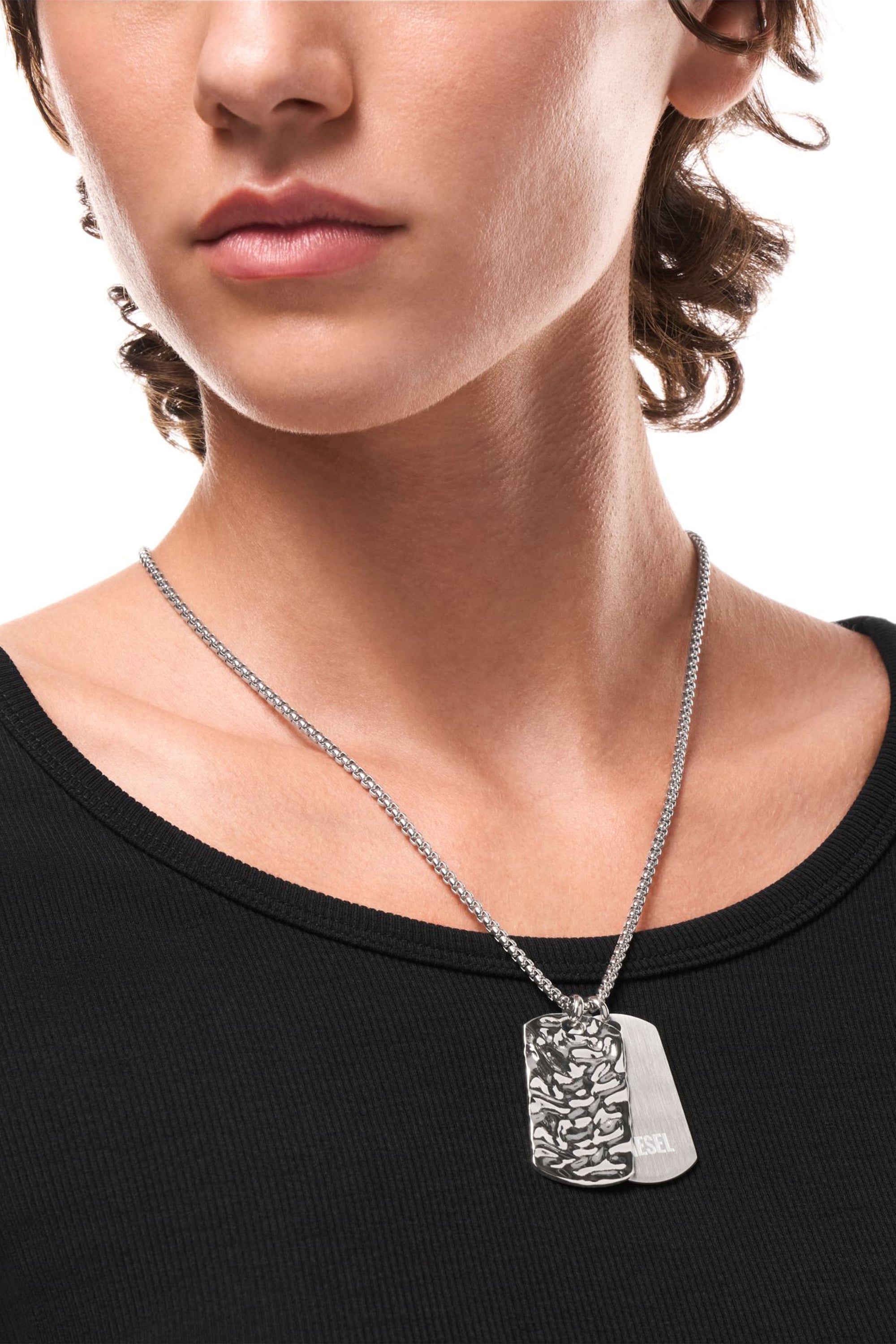 Diesel - DX1735040, Unisex's Stainless Steel Dog Tag Necklace in Silver - 3