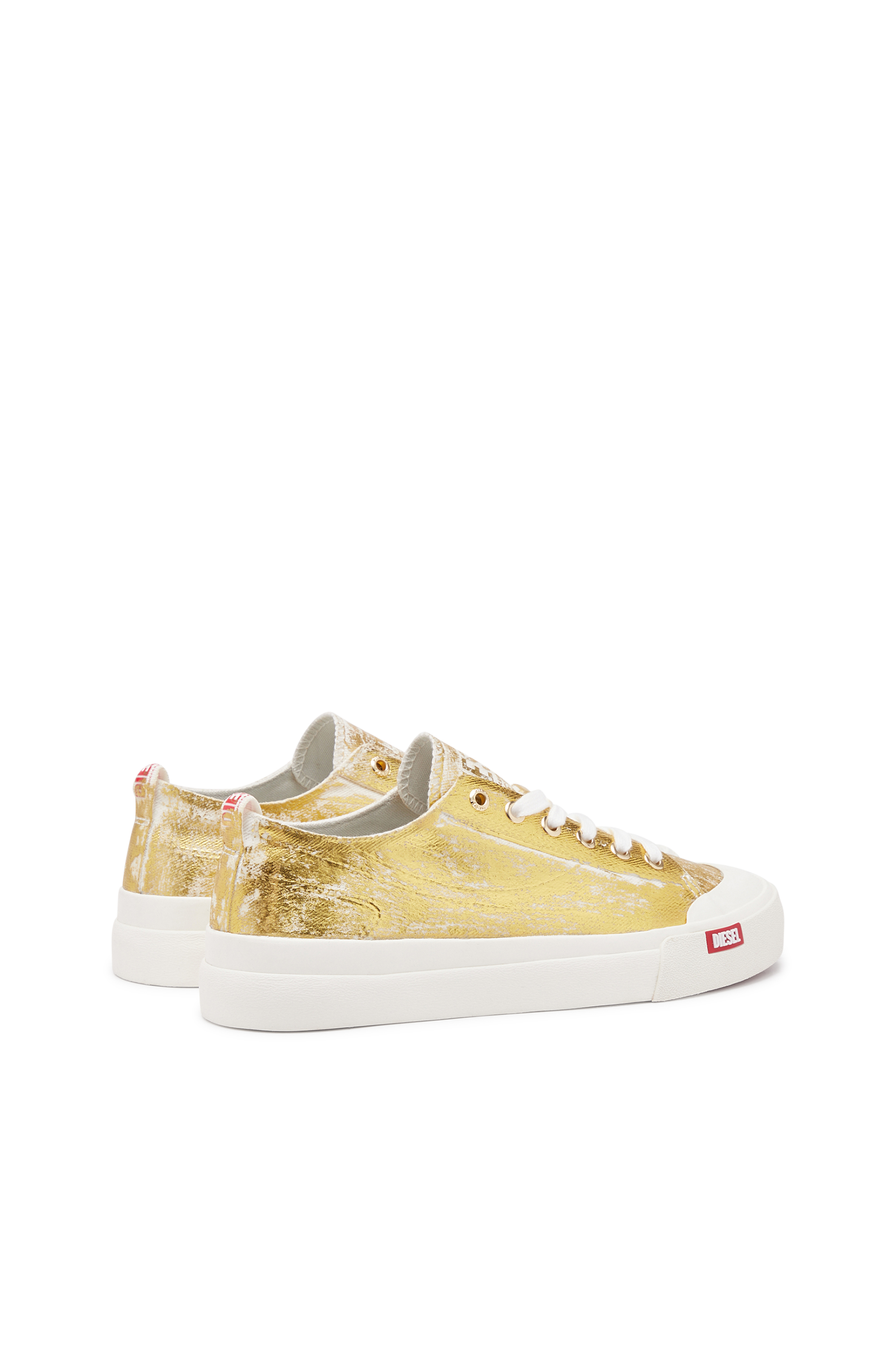 Diesel - S-ATHOS LOW W, Woman's S-Athos Low-Distressed sneakers in metallic canvas in Gold - 3
