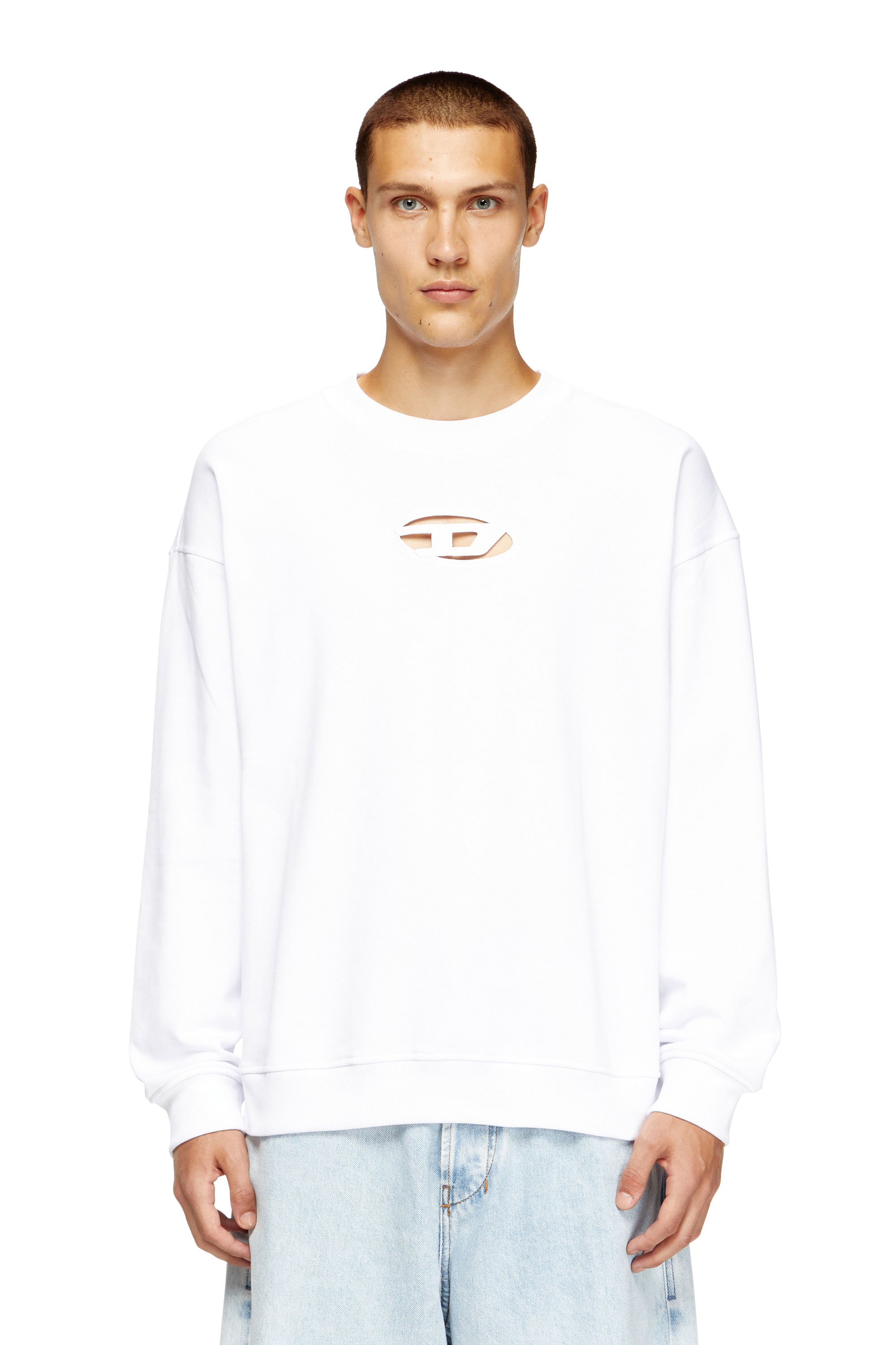 Diesel - S-BOXT-OD, Man's Sweatshirt with cut-out Oval D logo in White - 1