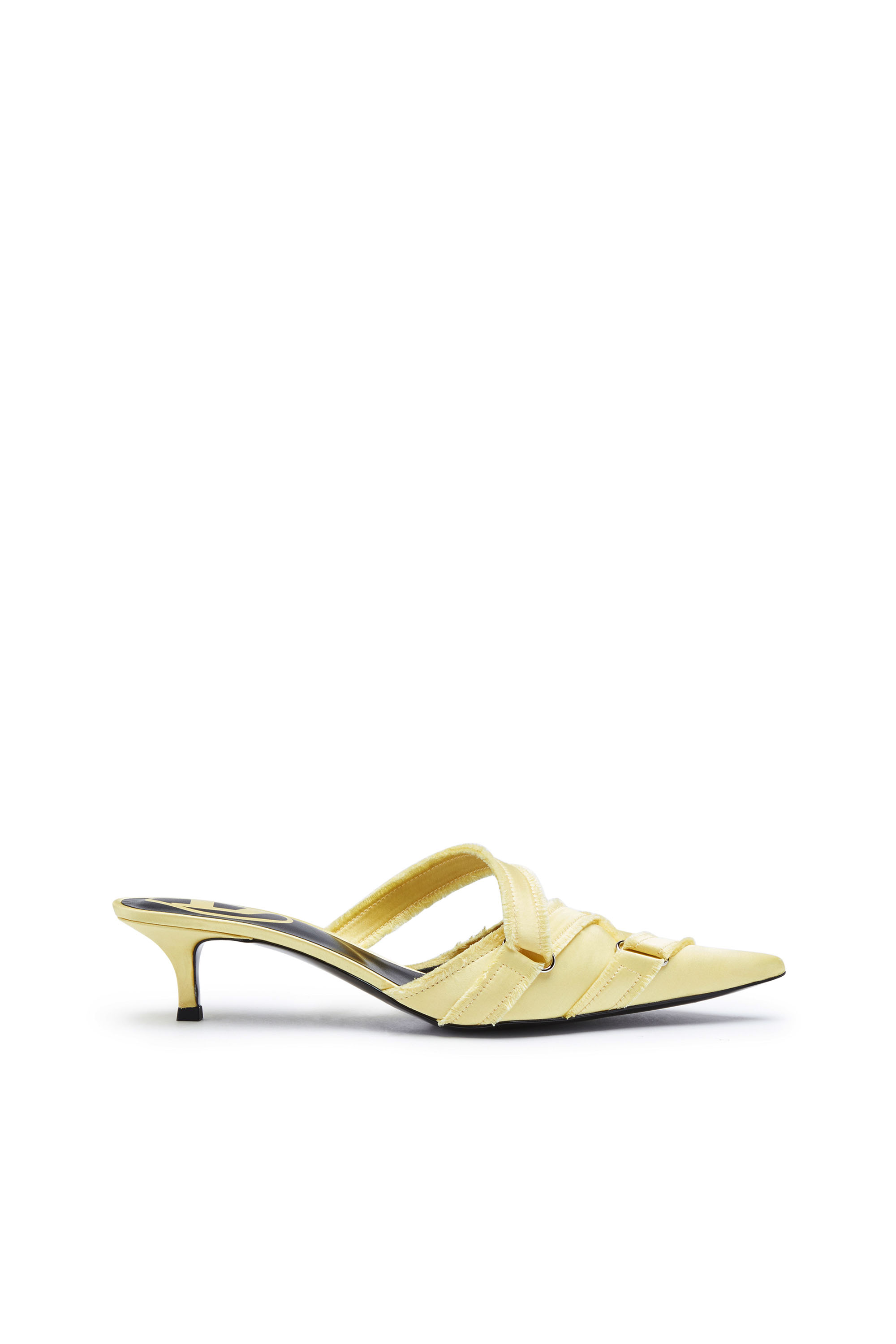 D-KITTIE ML, Yellow Diesel - D-KITTIE ML, Woman's D-Kittie ML - Satin mules with criss-cross toe in Yellow - 1
