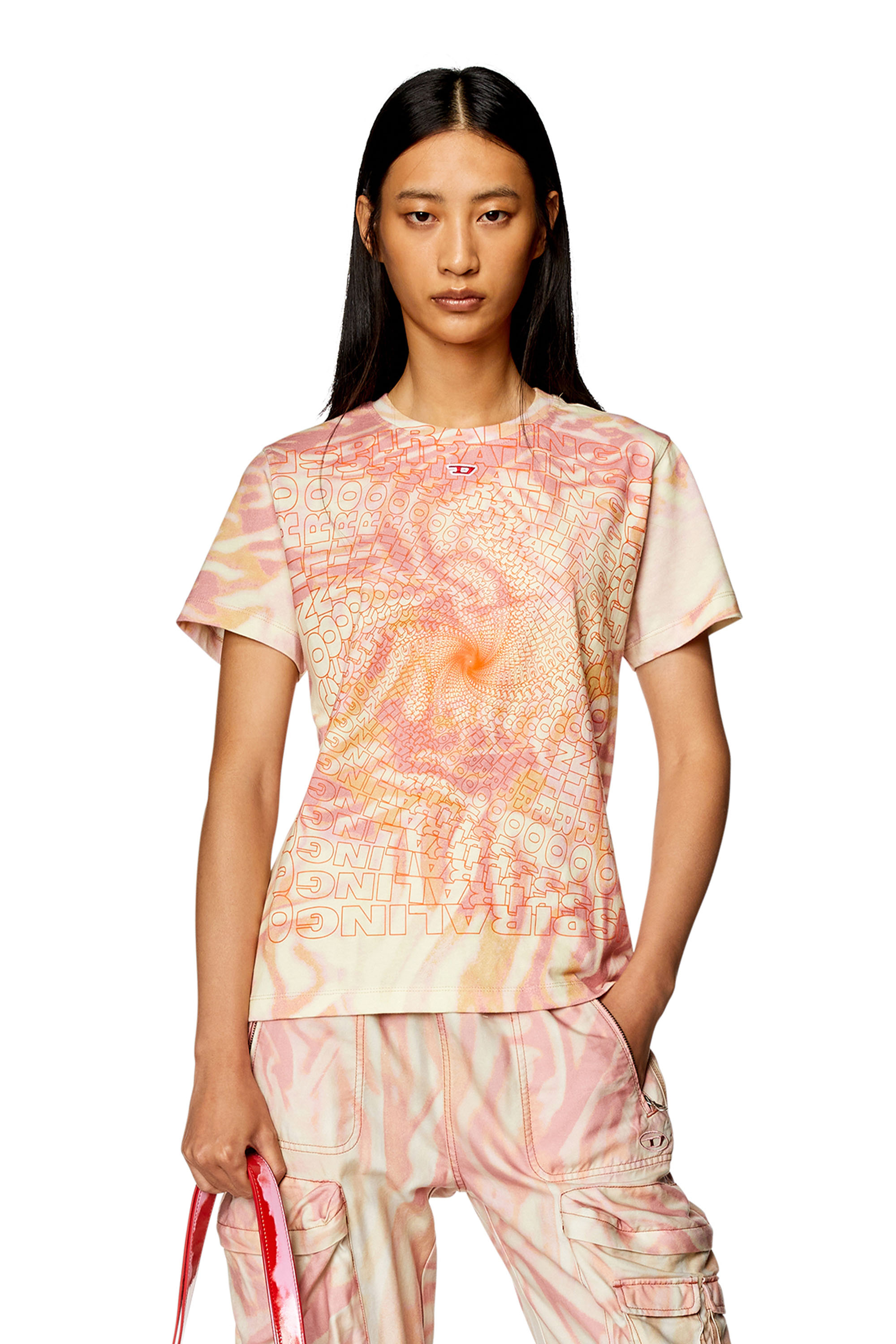 Women's T-shirt with zebra-camo print | Pink | Diesel