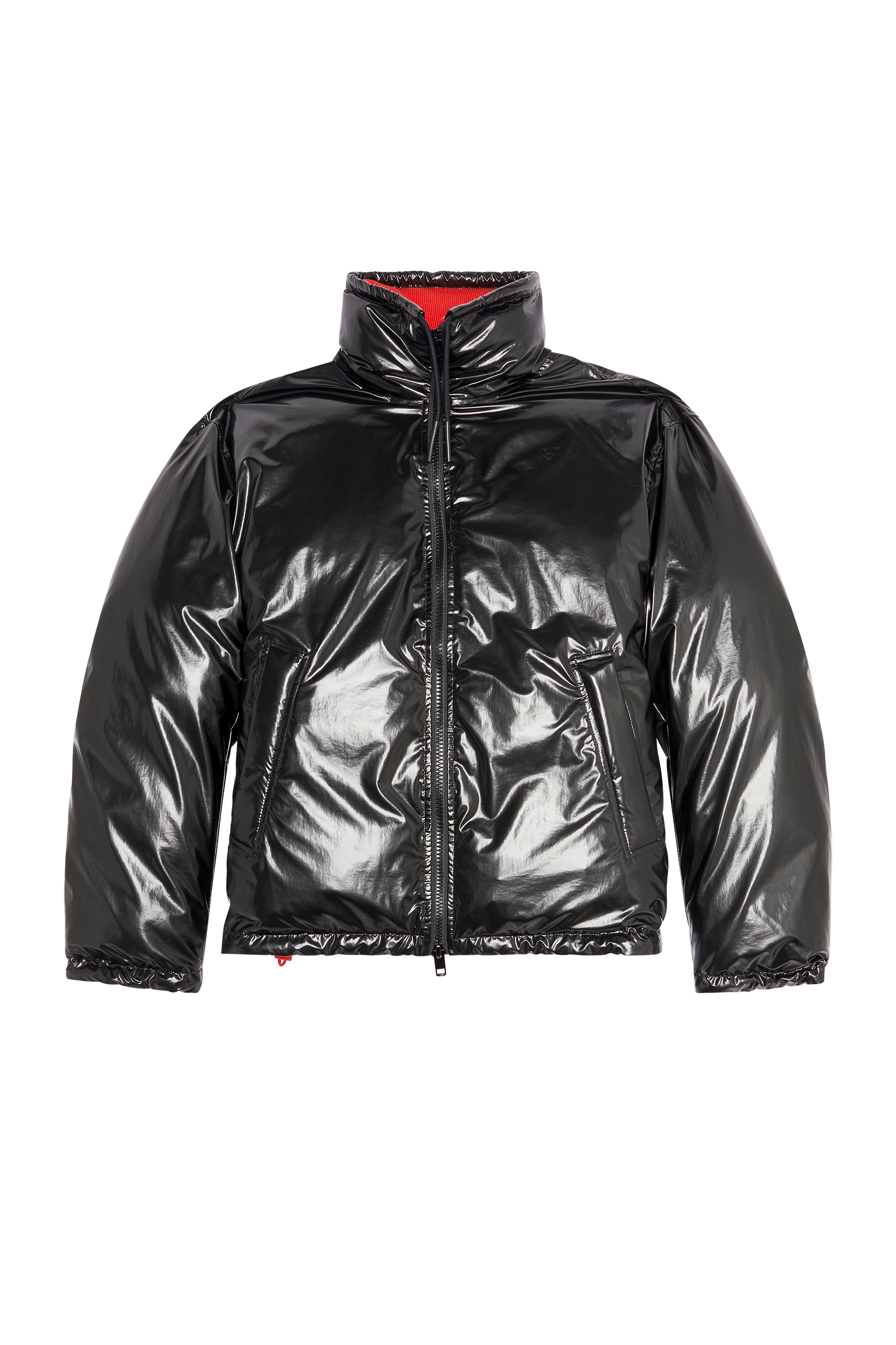 Diesel - W-JUPIT, Man's Padded jacket with maxi logo in Black/Red - 2