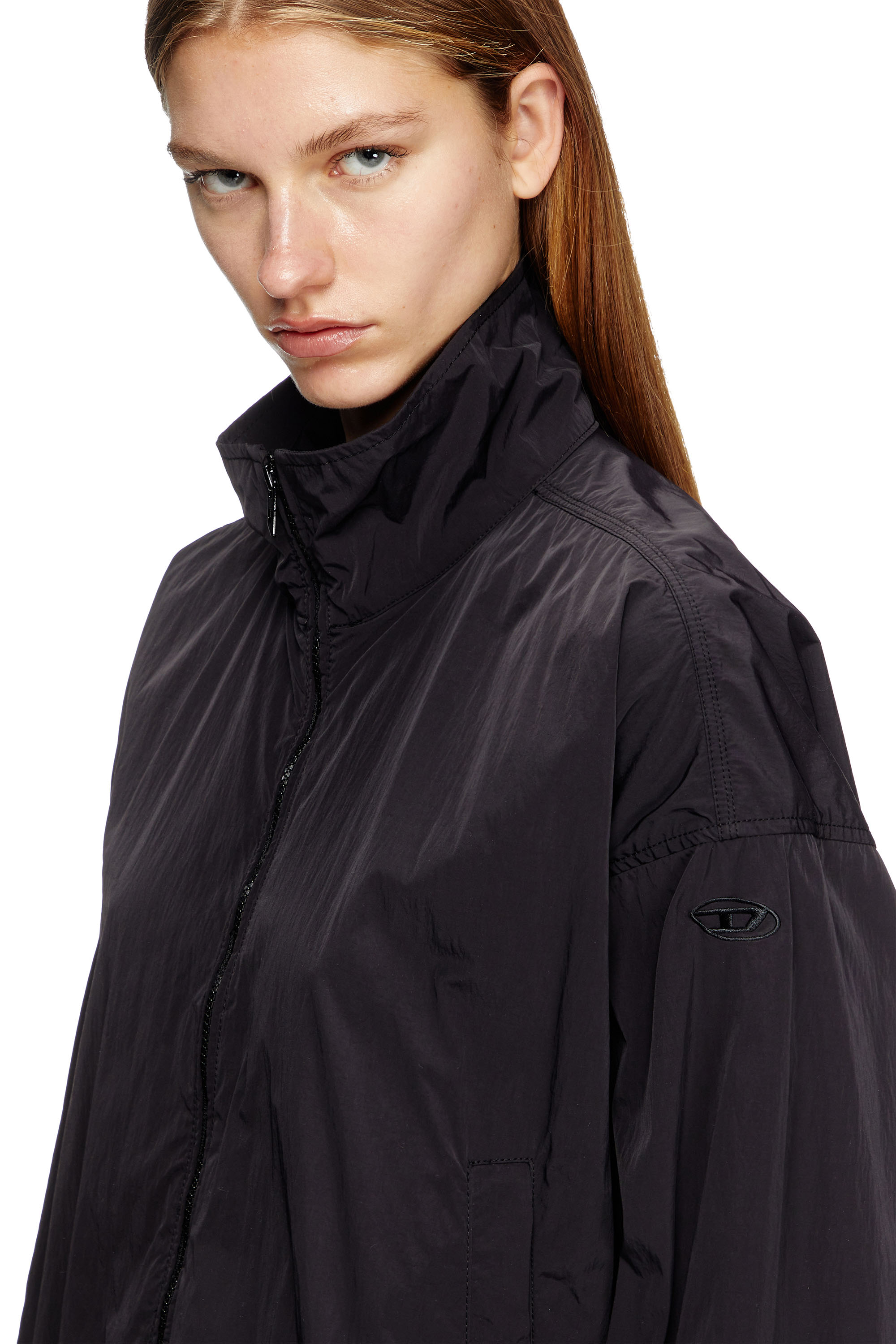 Diesel - G-LEAM, Female's Windbreaker in compact nylon in Black - 4