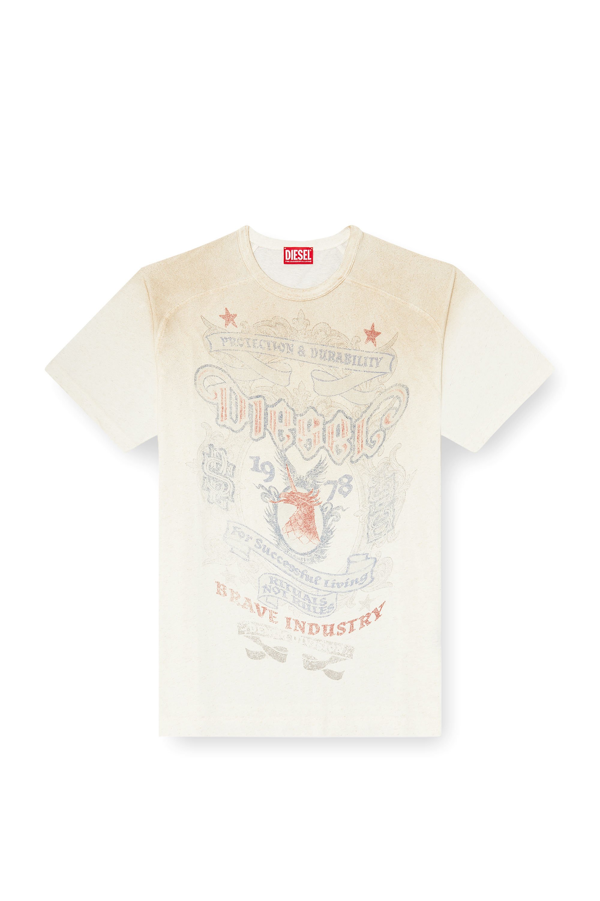 Diesel - T-ALECY, Male's T-shirt with Diesel crest graphic in White - 3