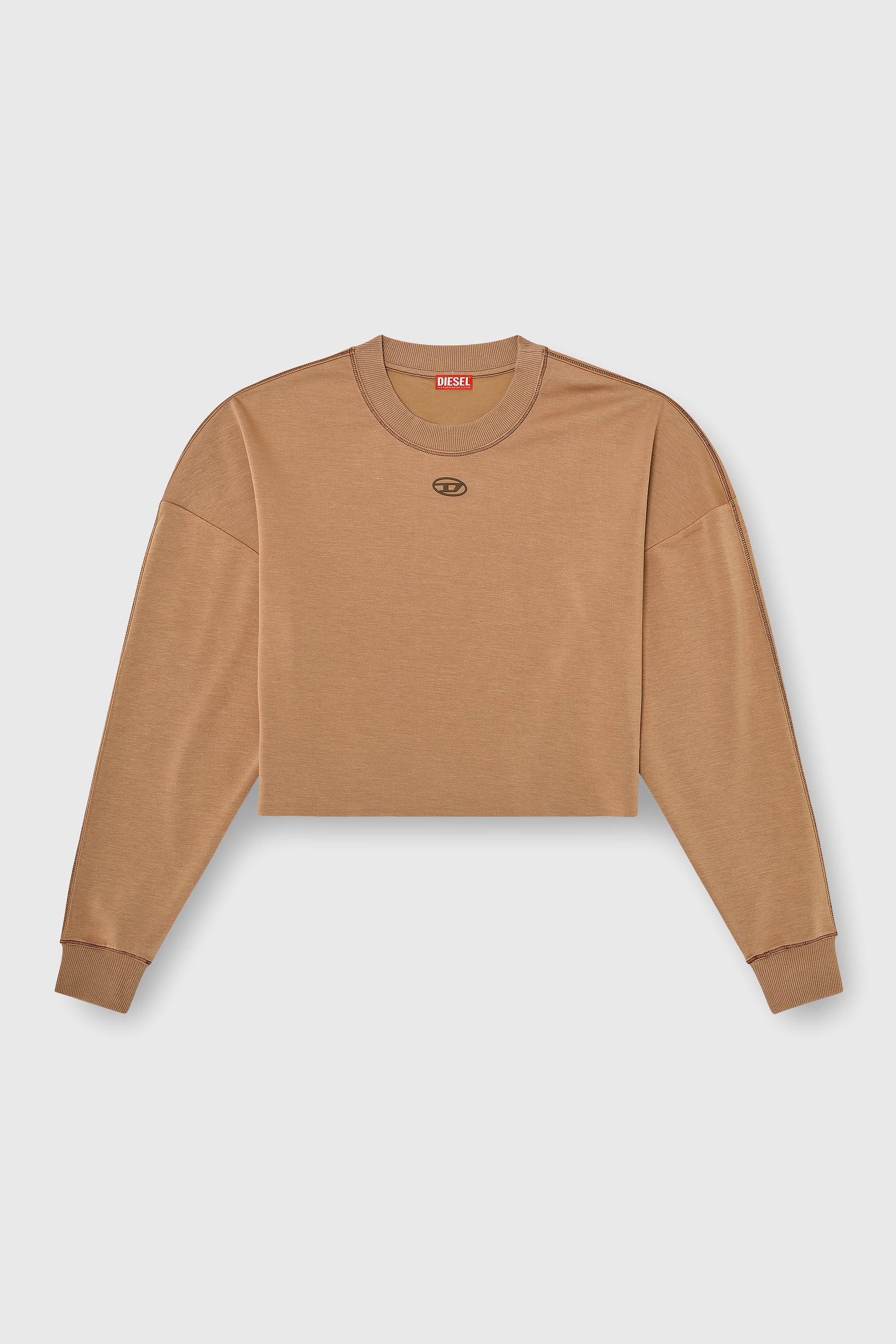 Diesel - BLAKE-UTLT, Crop top en scuba stretch ligero Mujer in Marr&oacute;n - 1