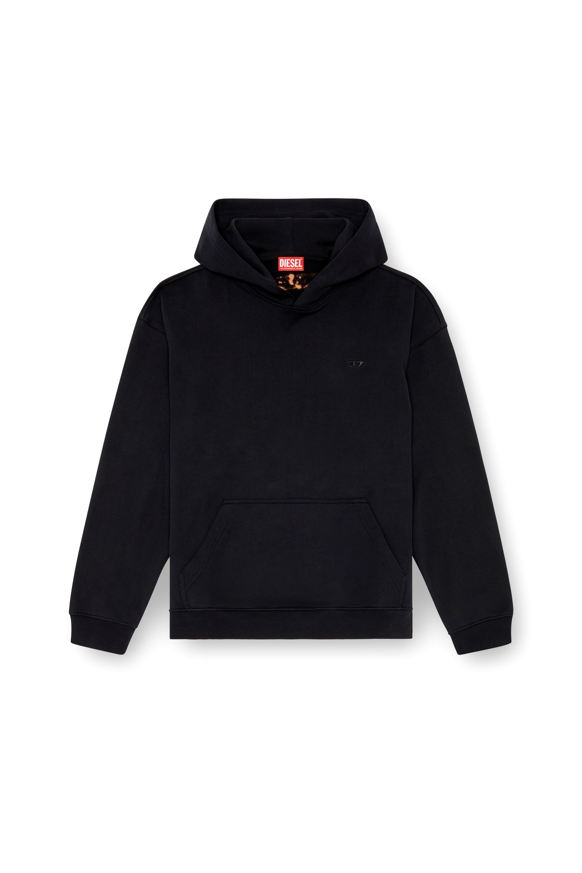 Diesel - S-BOXT-HOOD-BLEACH, Man's Hoodie with bleached logo in Black/Orange - 2