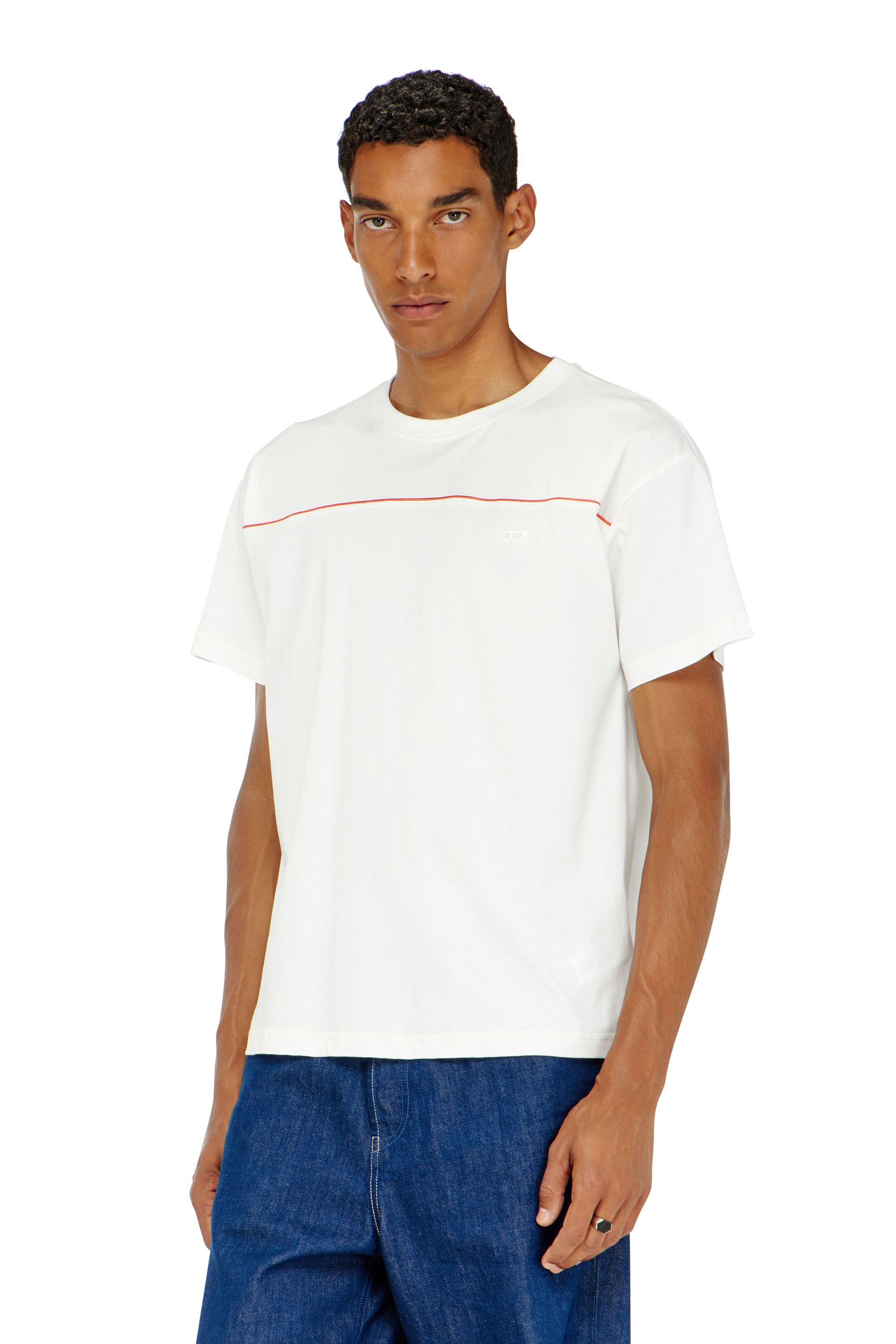 Diesel - T-NORM-PIPING, Camiseta con ribete en contraste Hombre in Blanco - 3