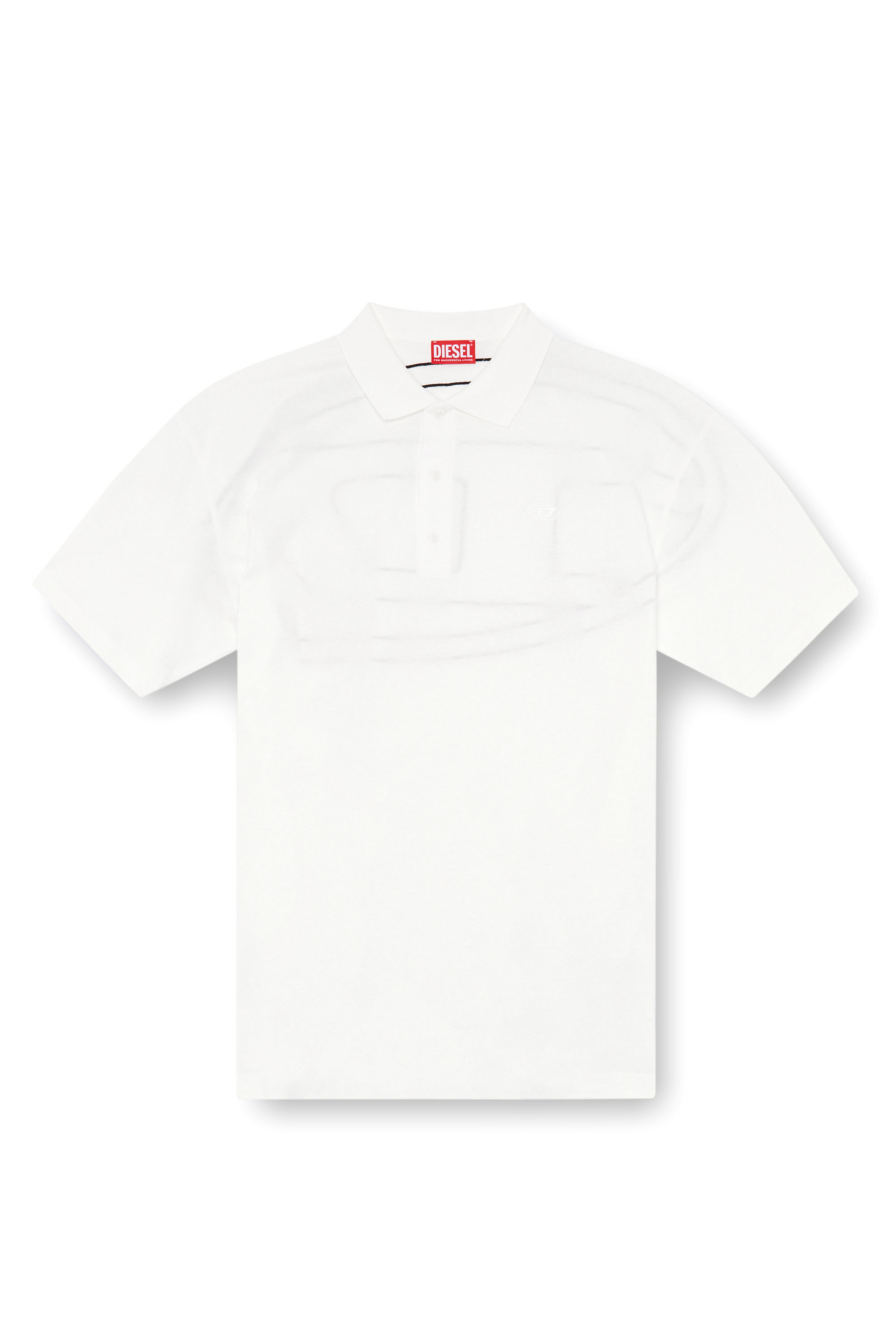 Diesel - T-VORT-MEGOVAL-D, Male's Polo shirt with maxi oval D embroidery in White/Black - 2