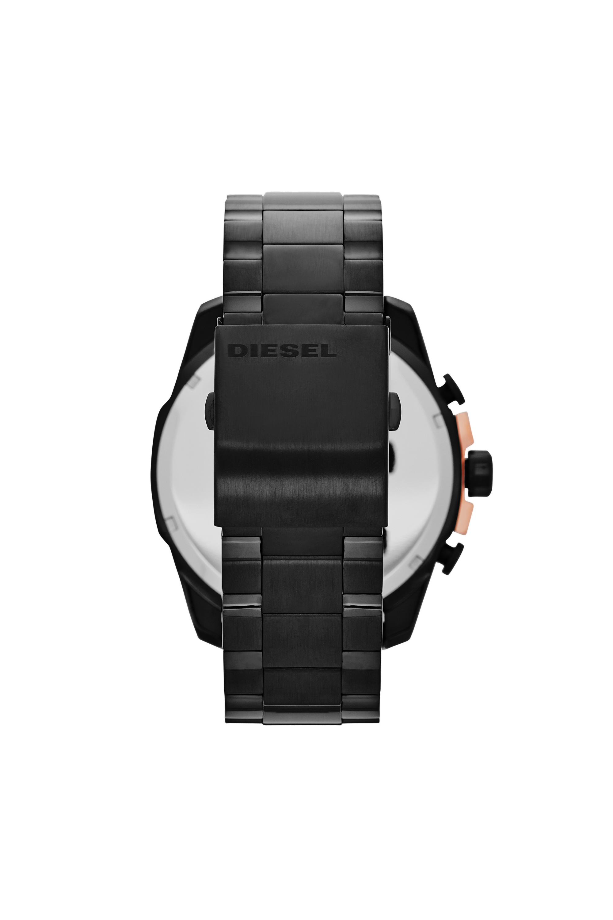 Diesel - DZ4309, Man's Mega Chief watch in black steel with rose-tone accents in Black - 2