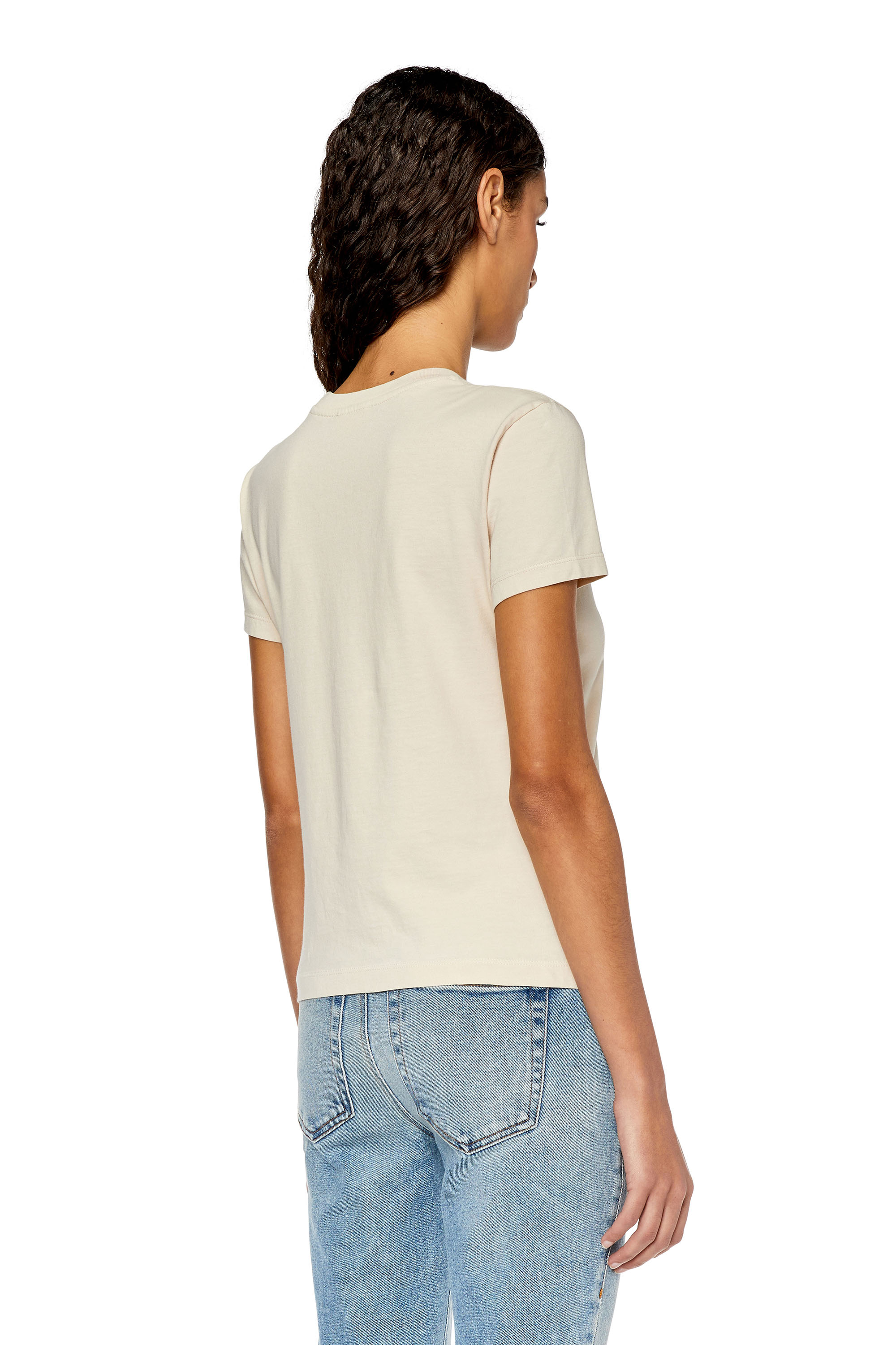 Diesel - T-SLI-IND, Woman's T-shirt with Diesel Industry print in Face Powder - 5