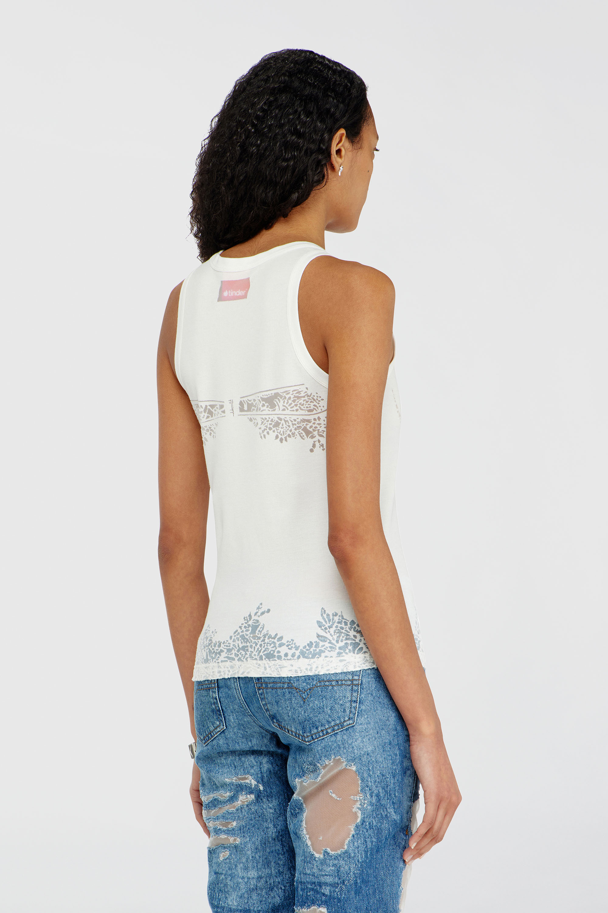 Diesel - PR-T-ANKI-LACE-R, Top de tirantes con efecto encaje devor&eacute; Mujer in Blanco - 4