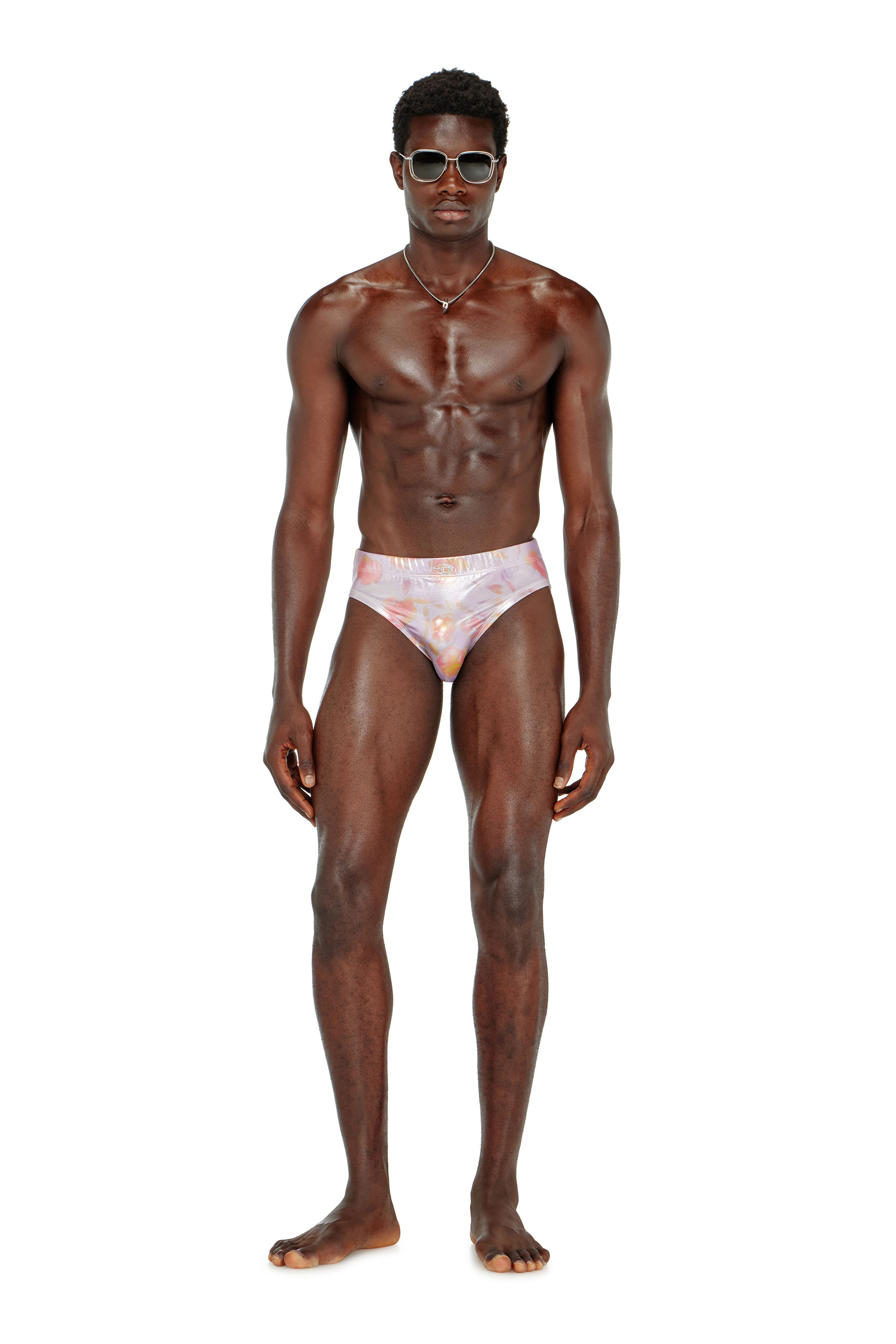 Diesel - ALFIE-UTLT, Man's Metallic swim briefs with floral print in null - 2