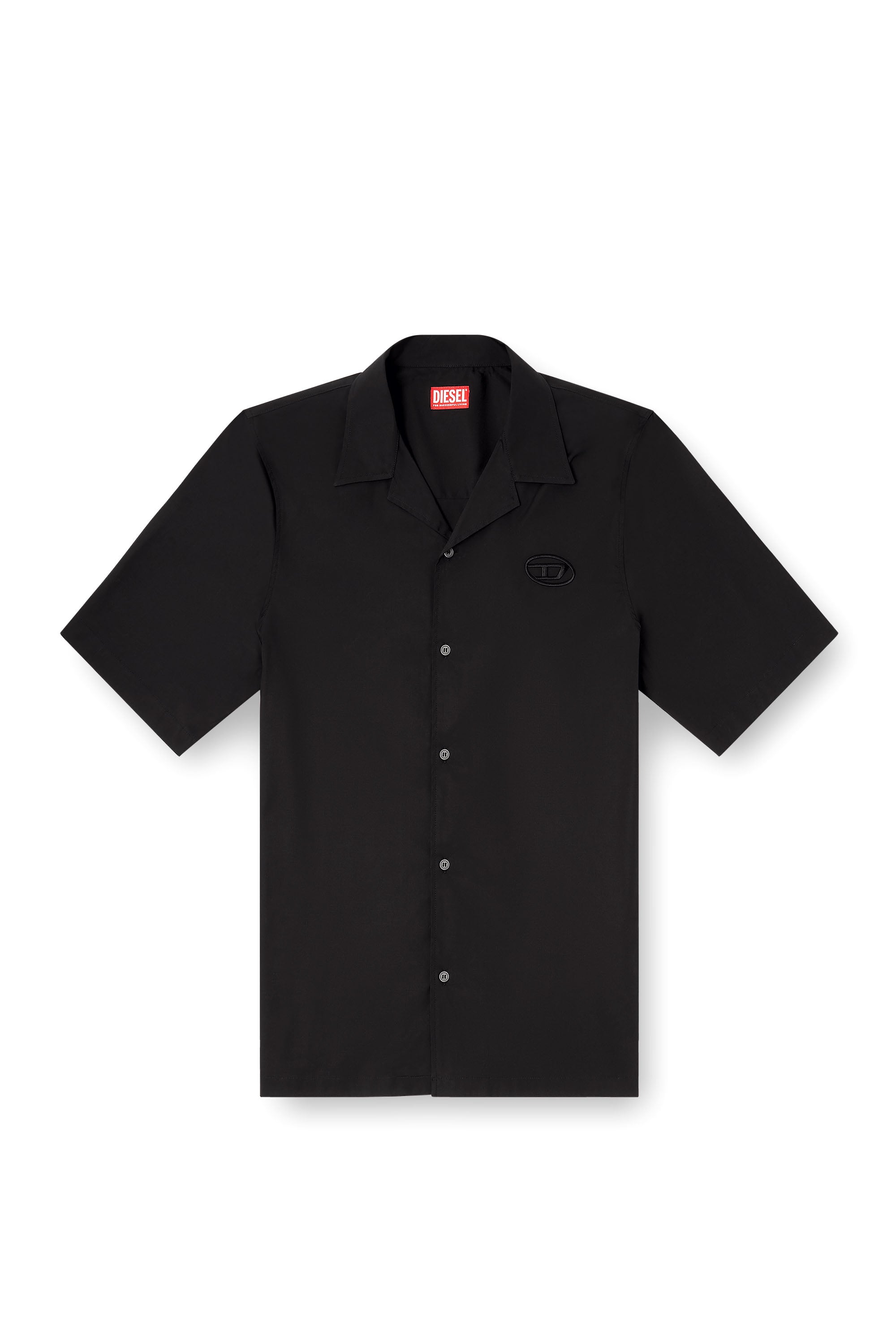 Diesel - S-MAC-GSBH, Male's Stretch poplin shirt with Oval D embroidery in Black - 3