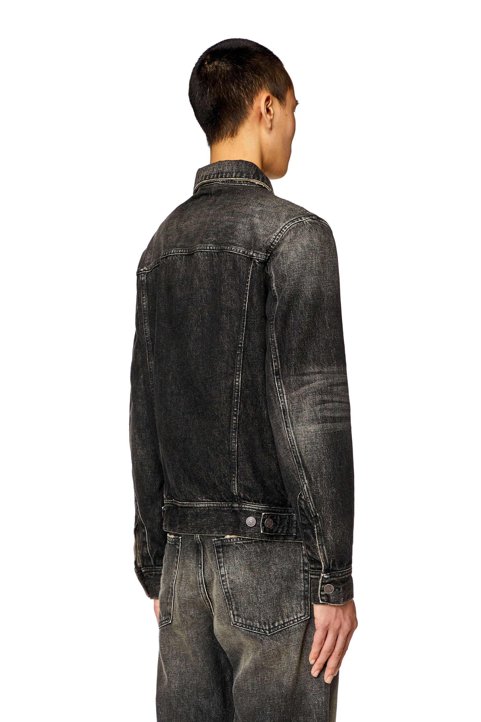Men's Regular-fit trucker jacket with cut-out logo | Black