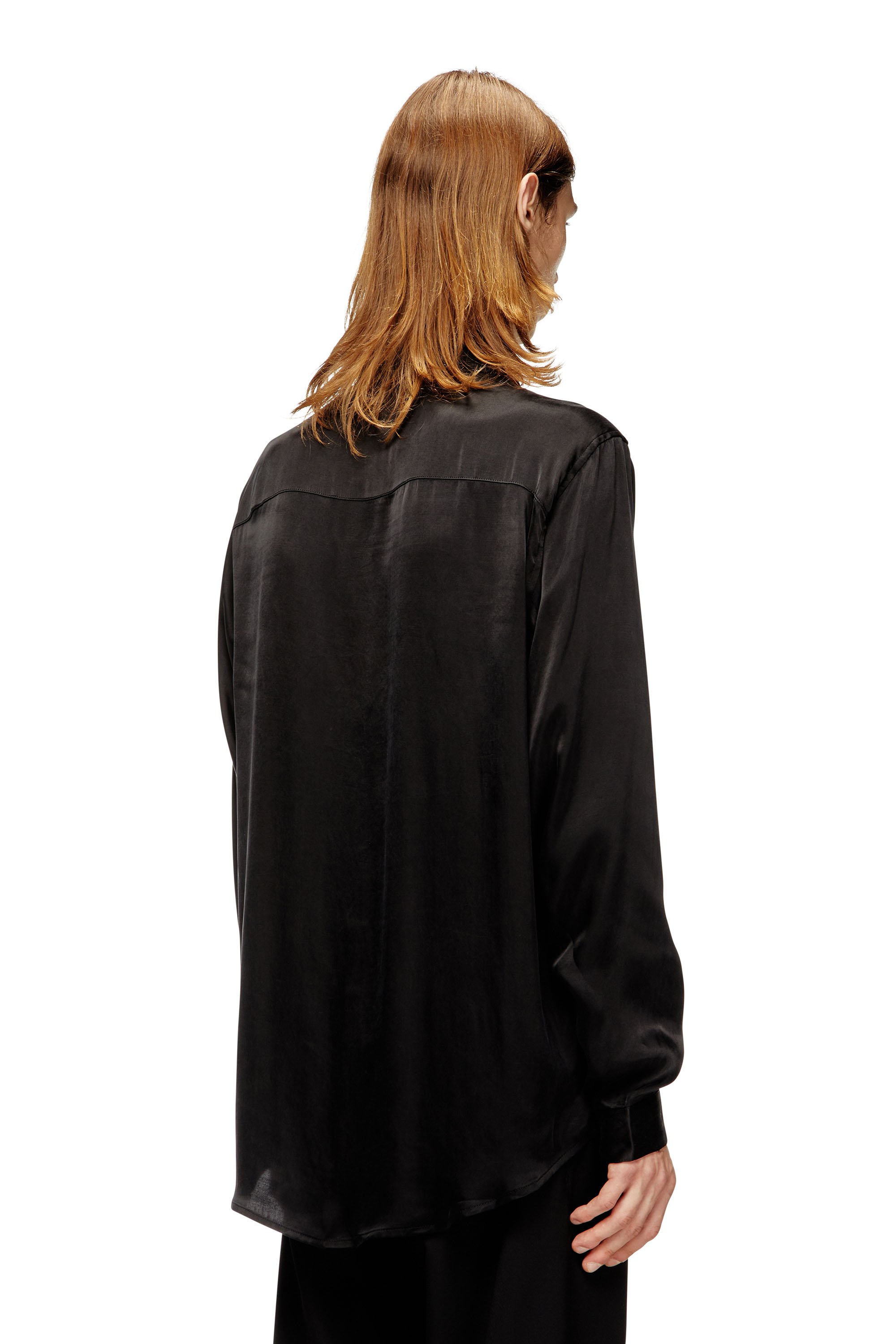 Diesel - S-SIMPLY-AJFU, Male's Cupro shirt with embroidered logo in Black - 4