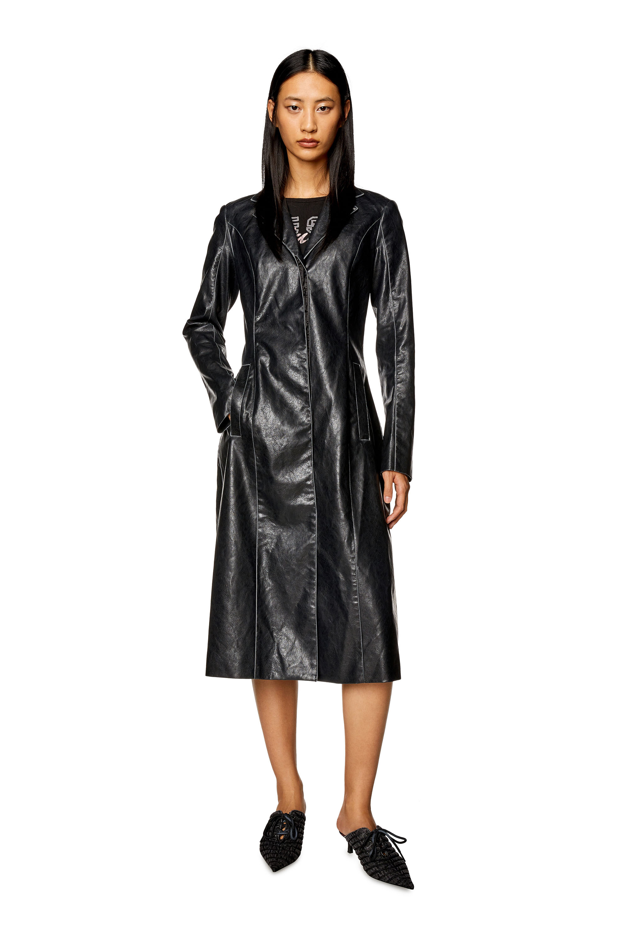 Women's Trench coat in supple technical fabric | Black | Diesel
