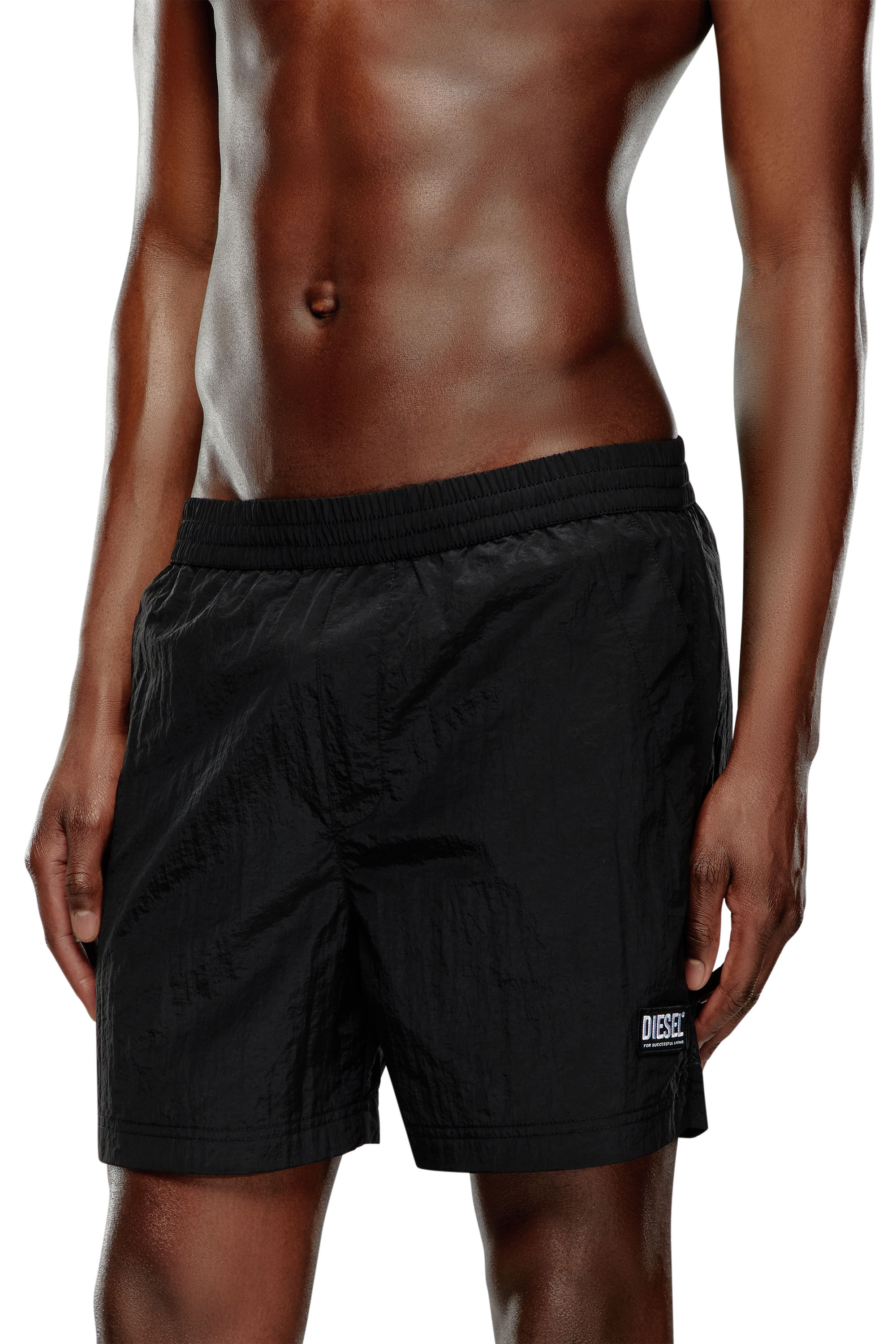 Diesel - BMBX-RIO-41CM-PARACHUTE, Man's Board shorts in crinkled fabric in Black - 3