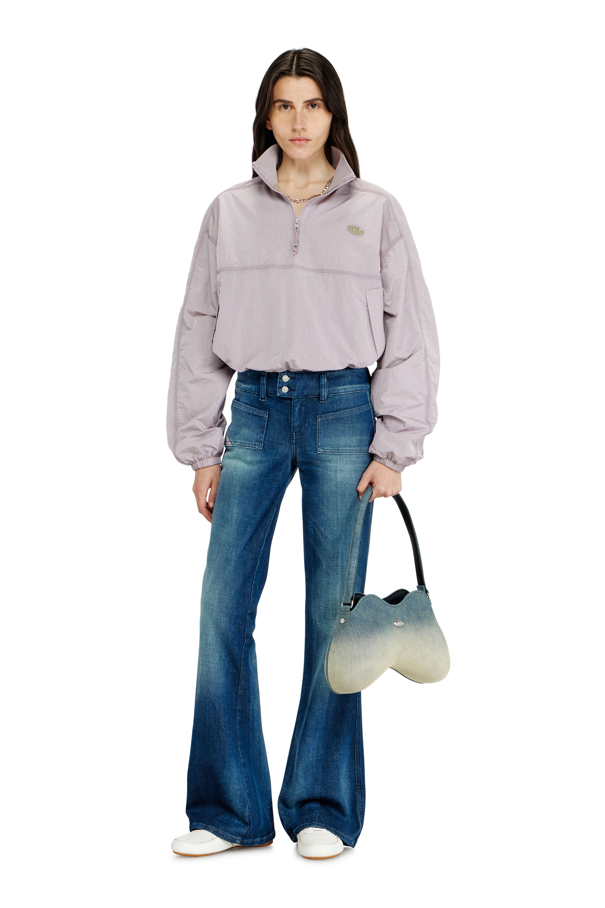 Diesel - DOUBLE-D SHOULDER, Woman's Double-D-Shoulder bag in solarised denim in Light Blue - 1