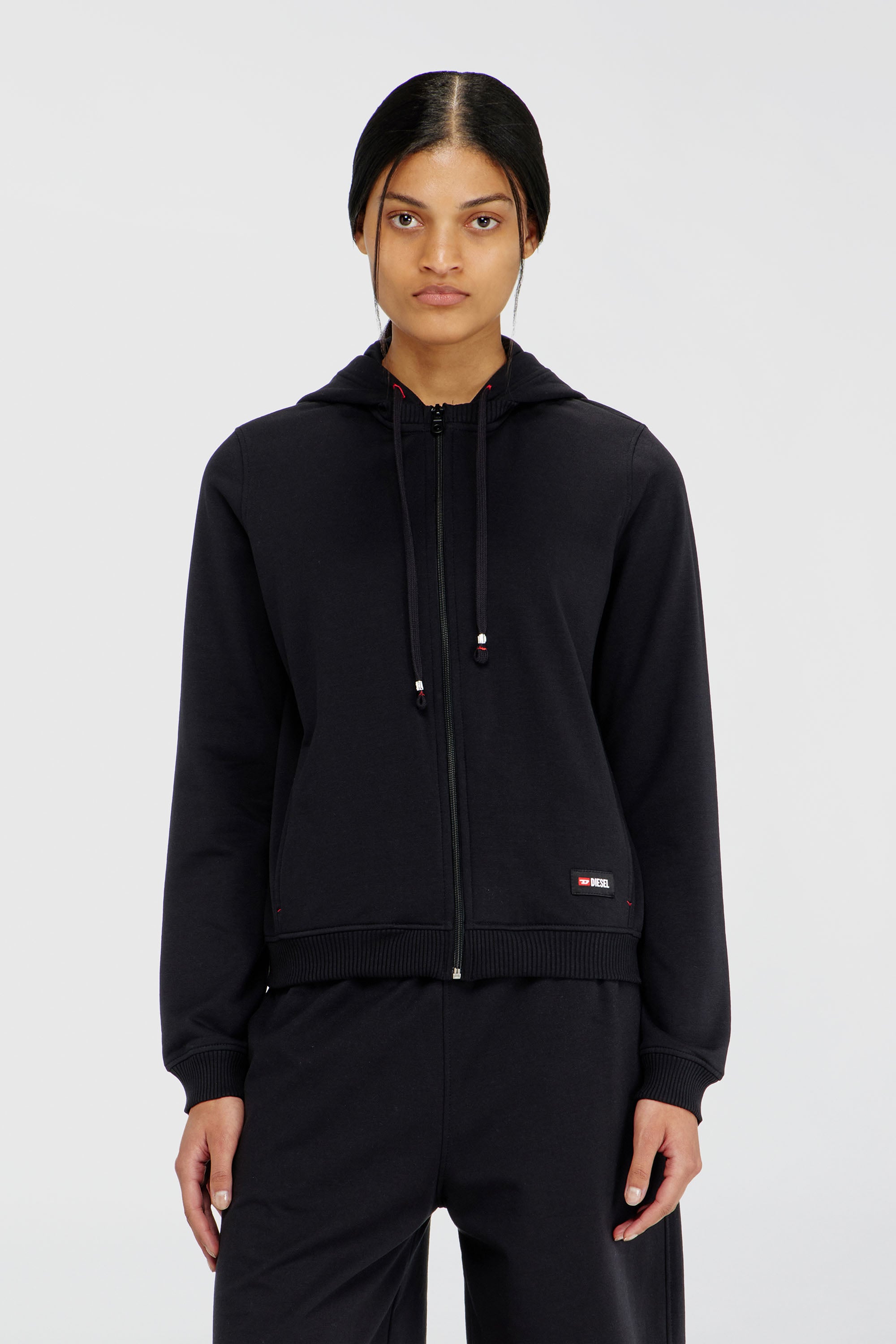 Diesel - HARRIET-D-CORE, Sudadera con capucha en mezcla de algod&oacute;n afelpado Mujer in Negro - 2