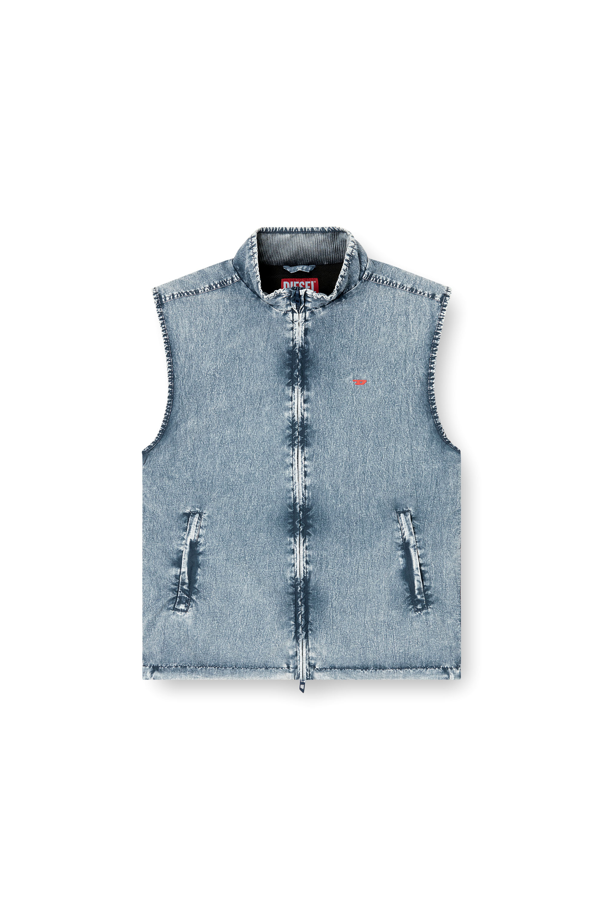 Diesel - J-ERB, Male's Vest in recycled nylon taslan in Medium Blue - 2