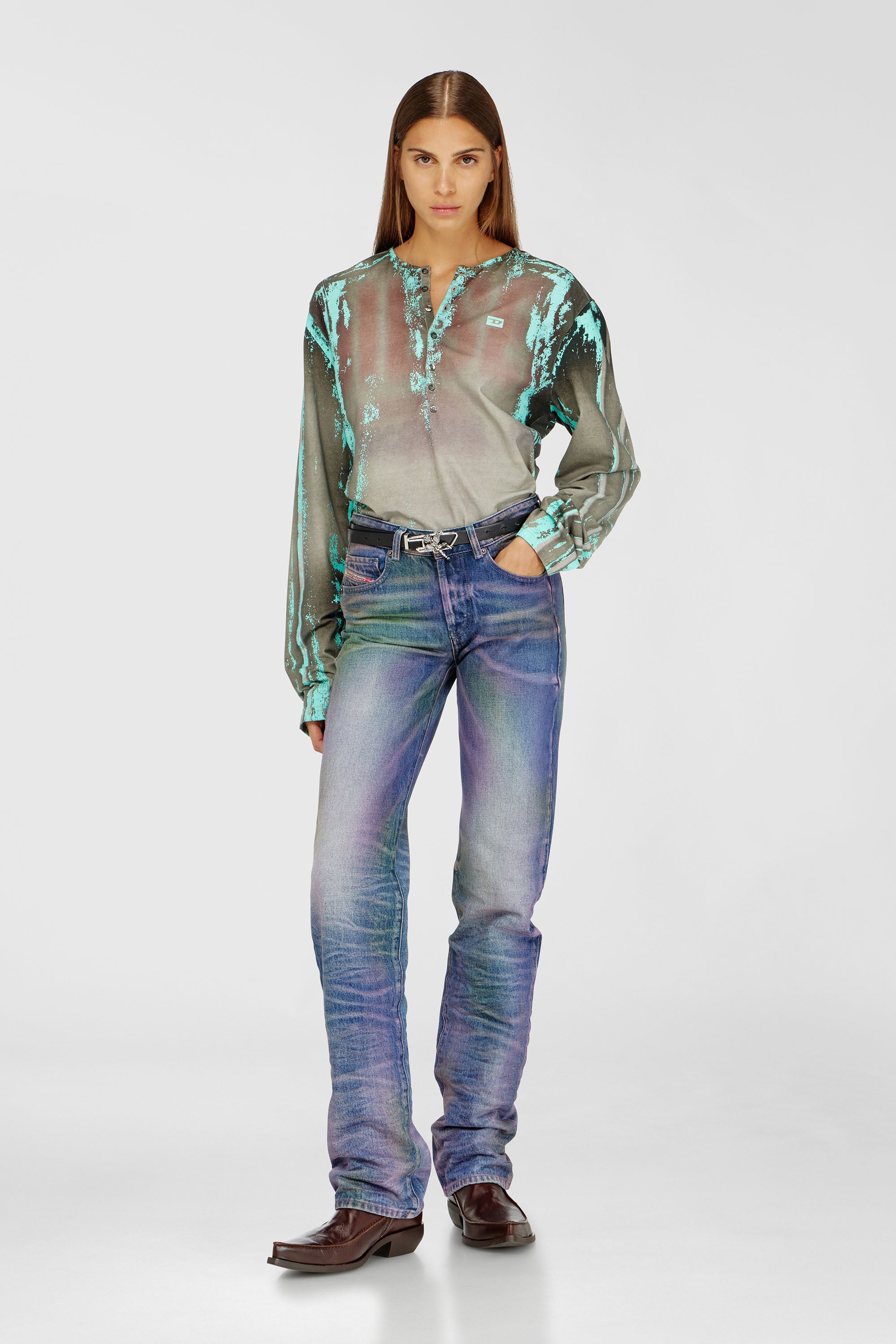 Diesel - Regular Jeans D-Lie 007FW Mujer, Multicolor/Azul - 2