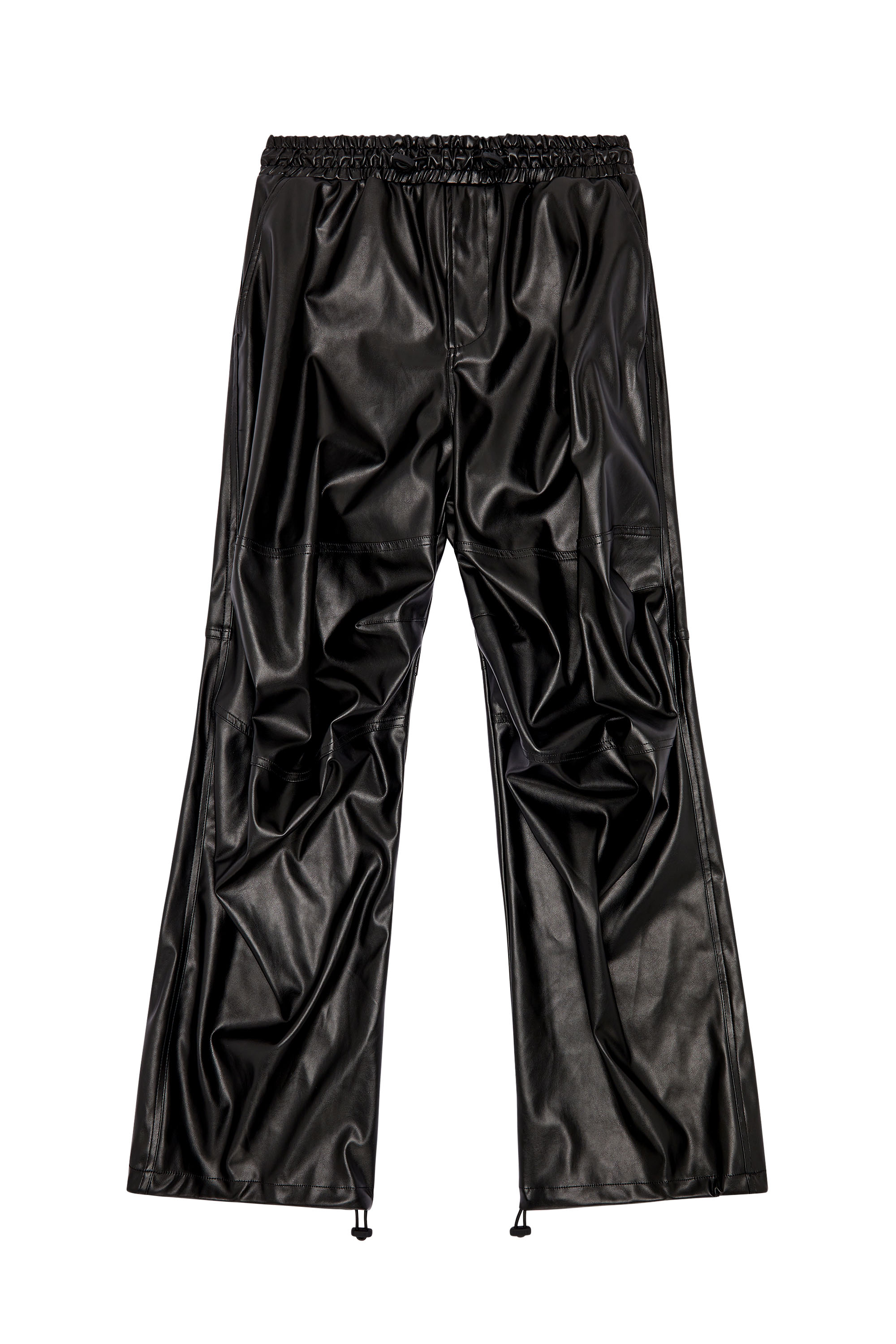 Diesel - P-MARTY-LTH, Man's Oversized cargo pants in coated fabric in Black - 2