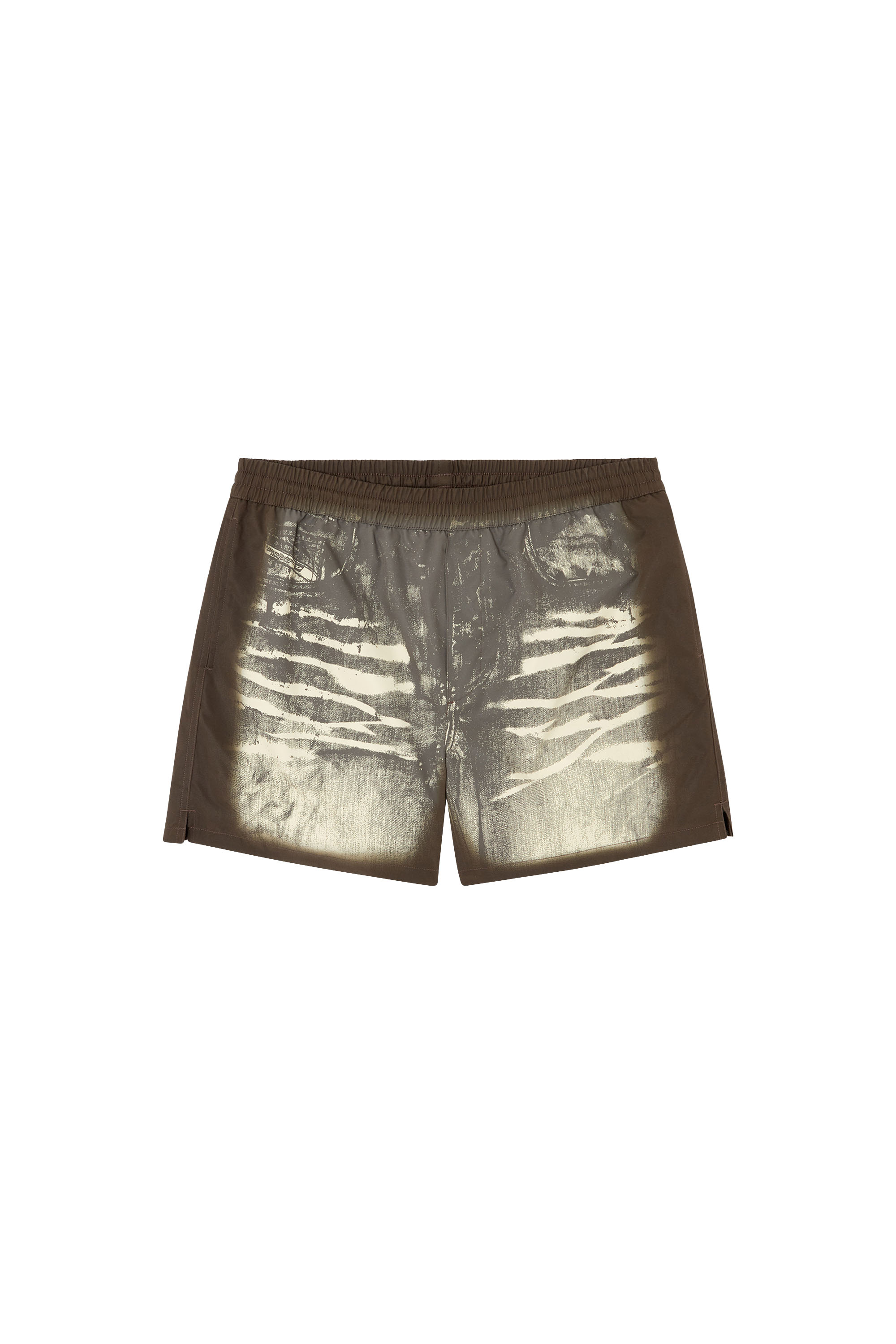 Diesel - RIO-41-DNM, Man's Mid-length swim shorts with denim print in Brown - 4
