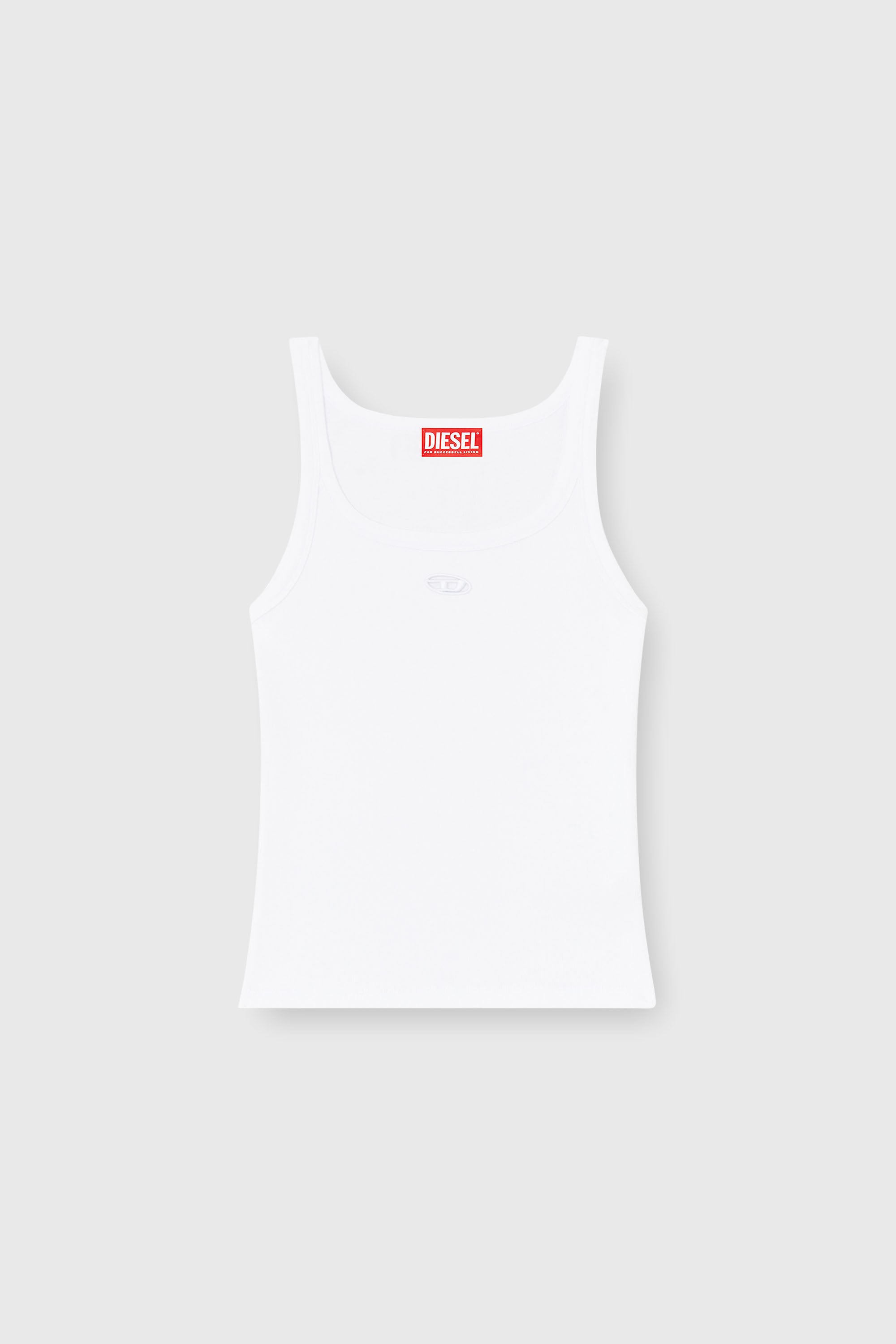 Diesel - T-WIFE-OD, Camiseta de tirantes ajustada con ovalado D cortado a l&aacute;ser Mujer in Blanco - 2