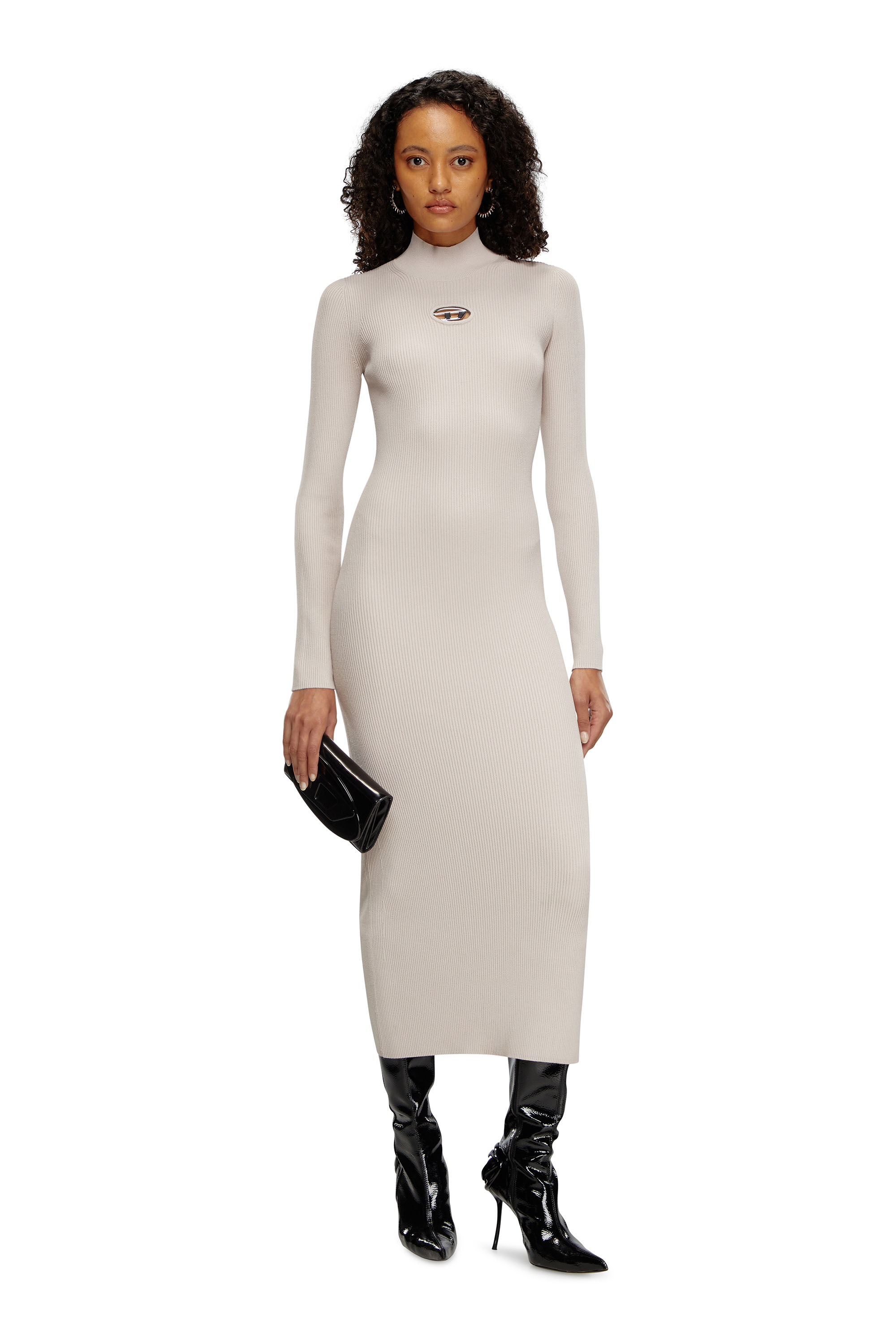 Diesel - M-ZARY-B, Robe en maille côtelée Femme in Gris - 1