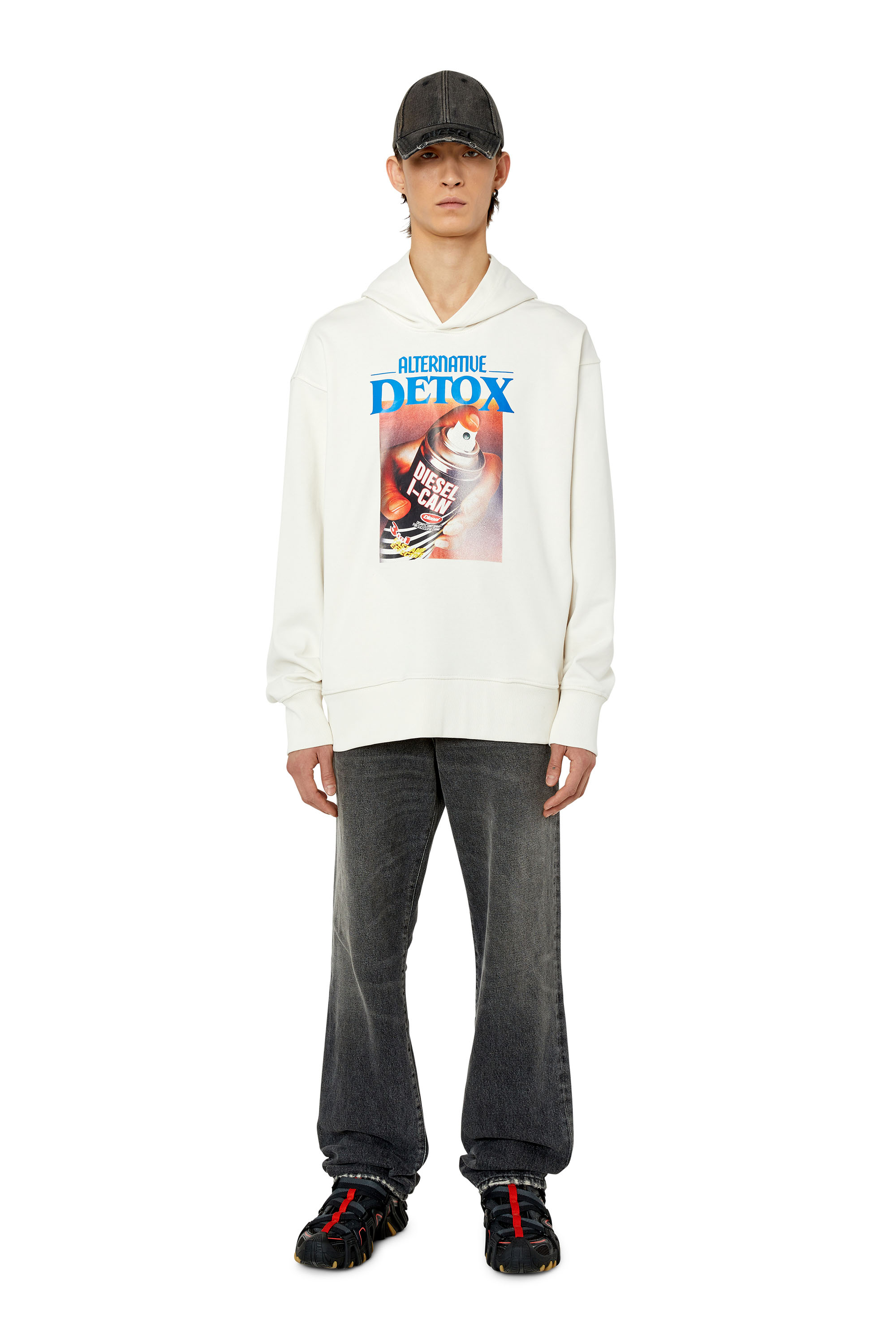 Diesel - S-MACSOUT-HOOD, Sudadera con capucha con estampado de lata Diesel Hombre in Blanco - 1