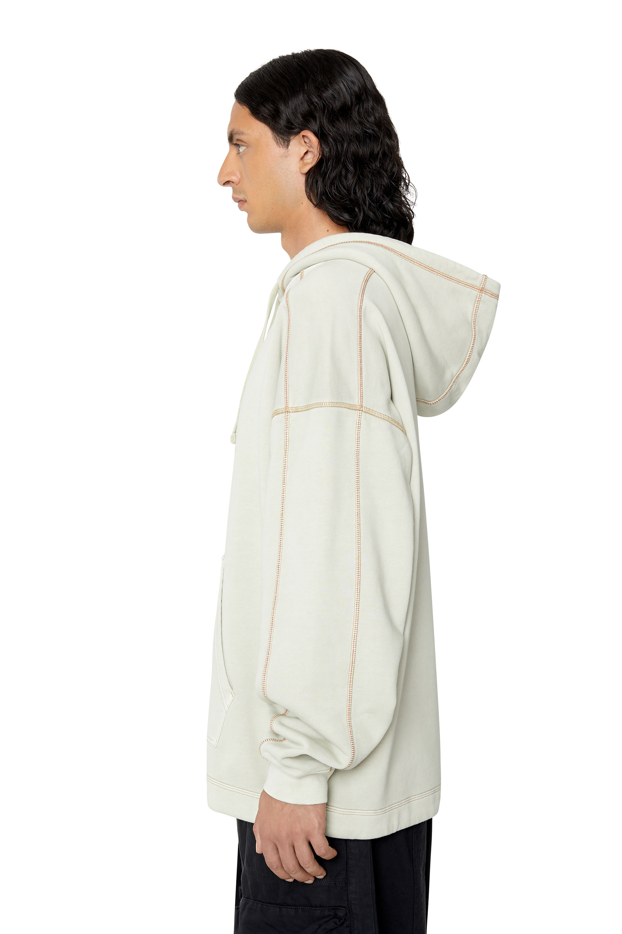 Diesel - S-VULCHOOD, Man's Logo hoodie with embroidered logo in Beige - 6