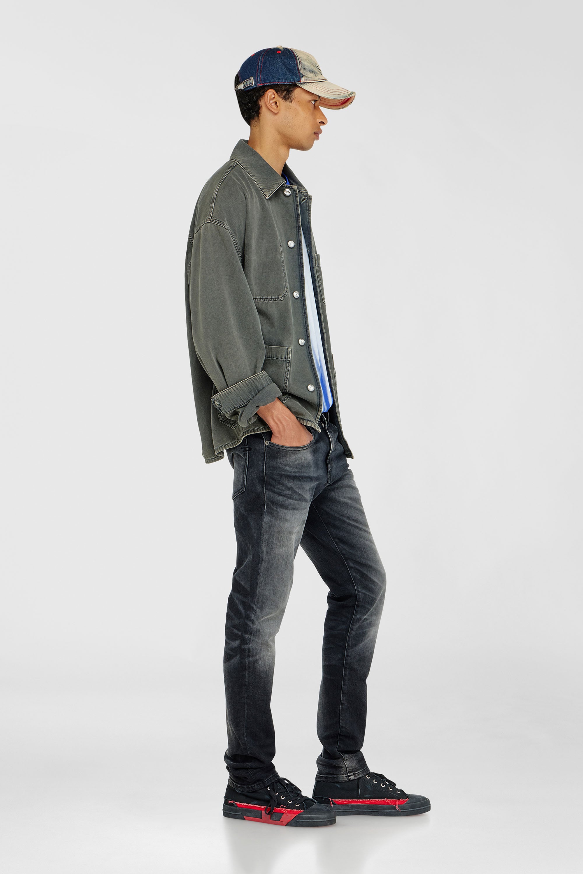 Diesel - Slim Jeans 2019 D-Strukt 09P38 Hombre, Negro/Gris oscuro - 2